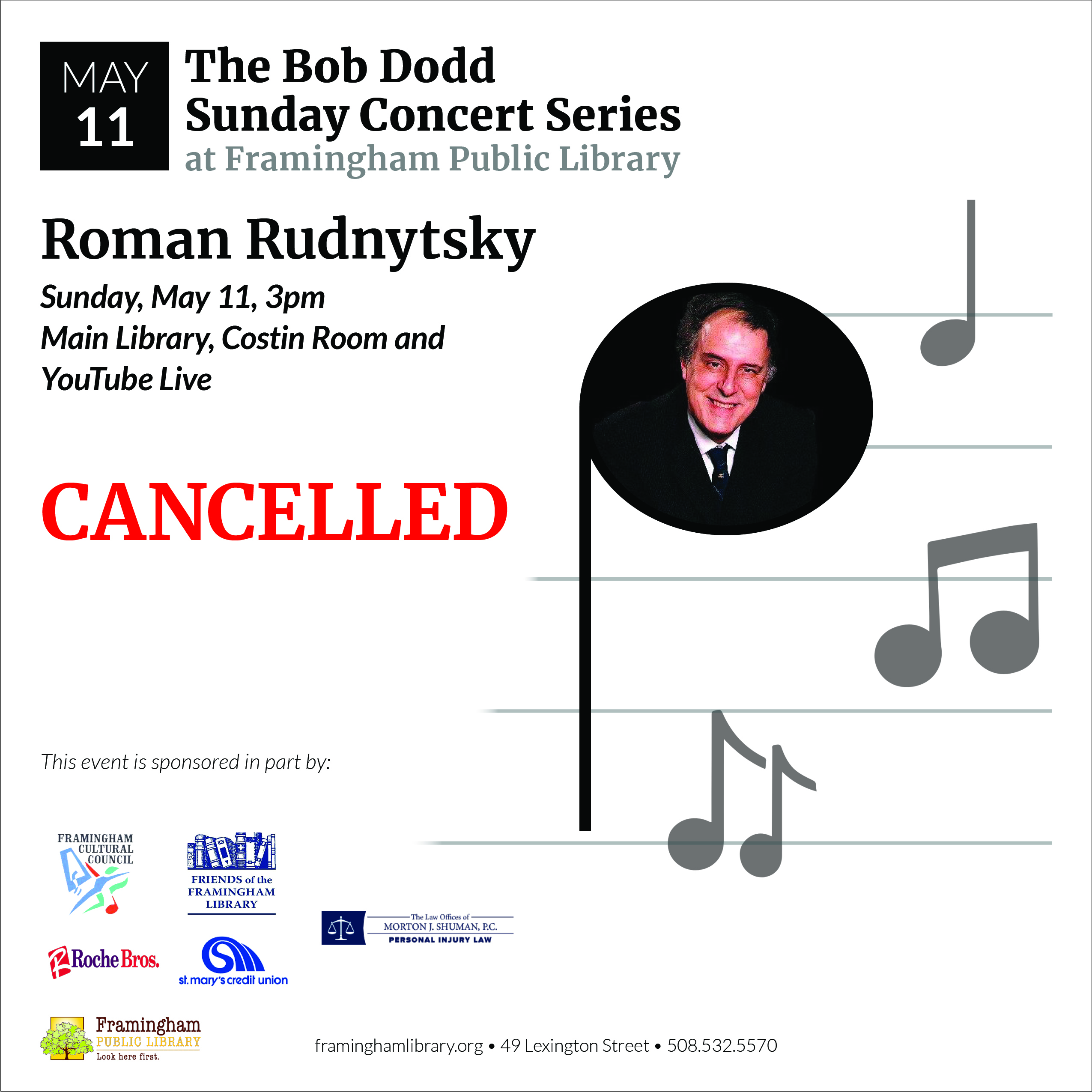 CANCELLED Bob Dodd Sunday Concert: Roman Rudnytsky thumbnail Photo