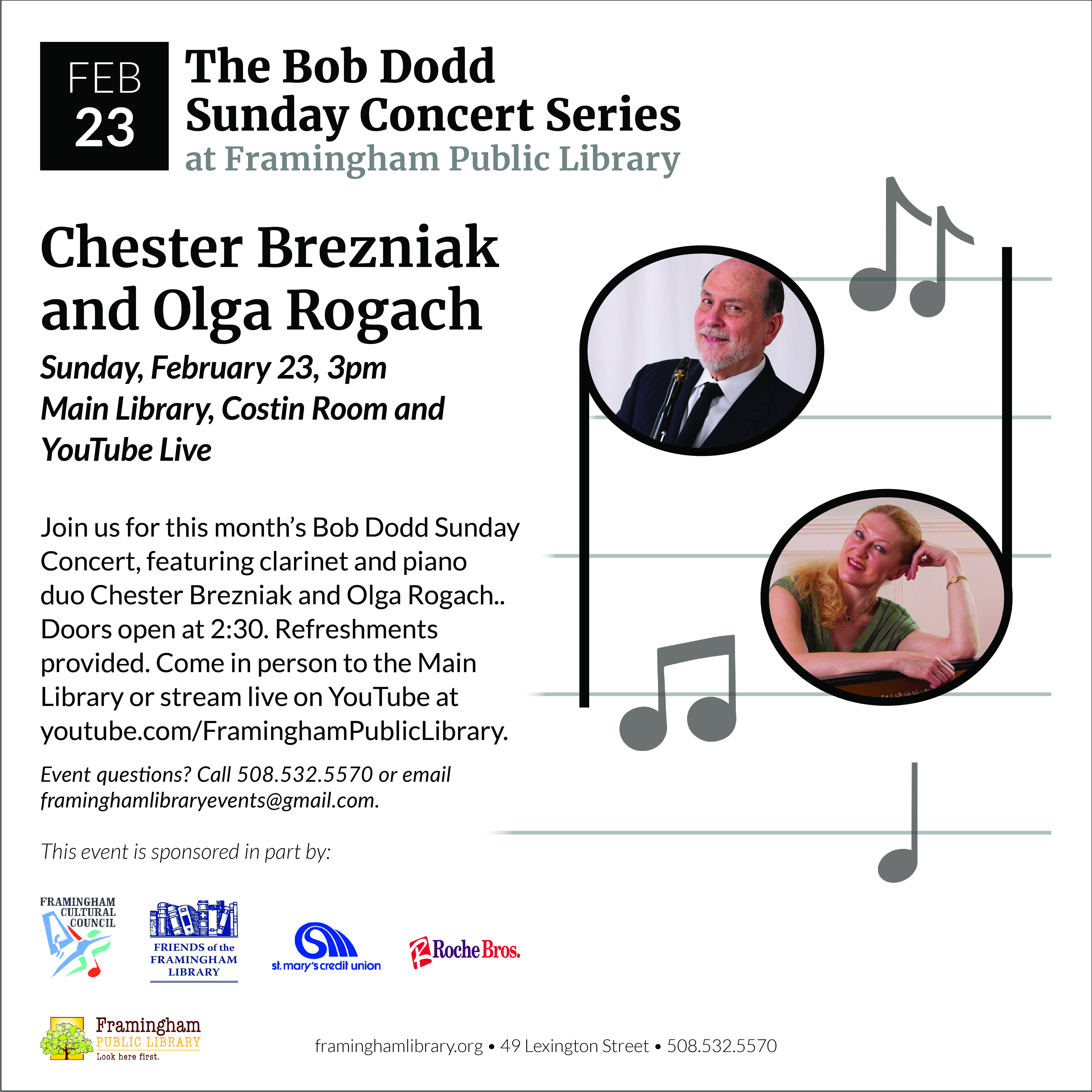 Bob Dodd Sunday Concert: Chester Brezniak and Olga Rogach thumbnail Photo