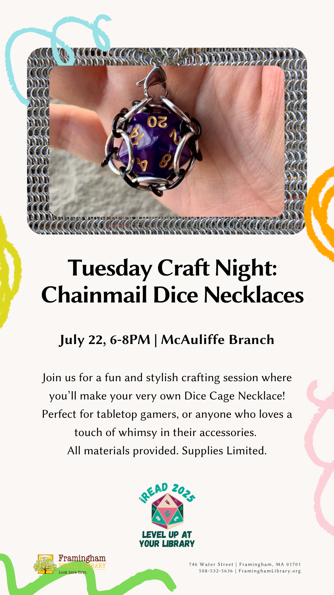 Tuesday Craft Night: Chainmail Dice Necklaces thumbnail Photo