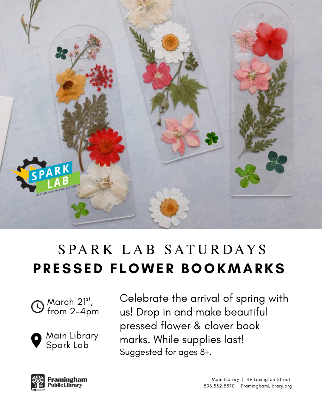 Spark Lab Saturday: Pressed Flower Bookmarks thumbnail Photo