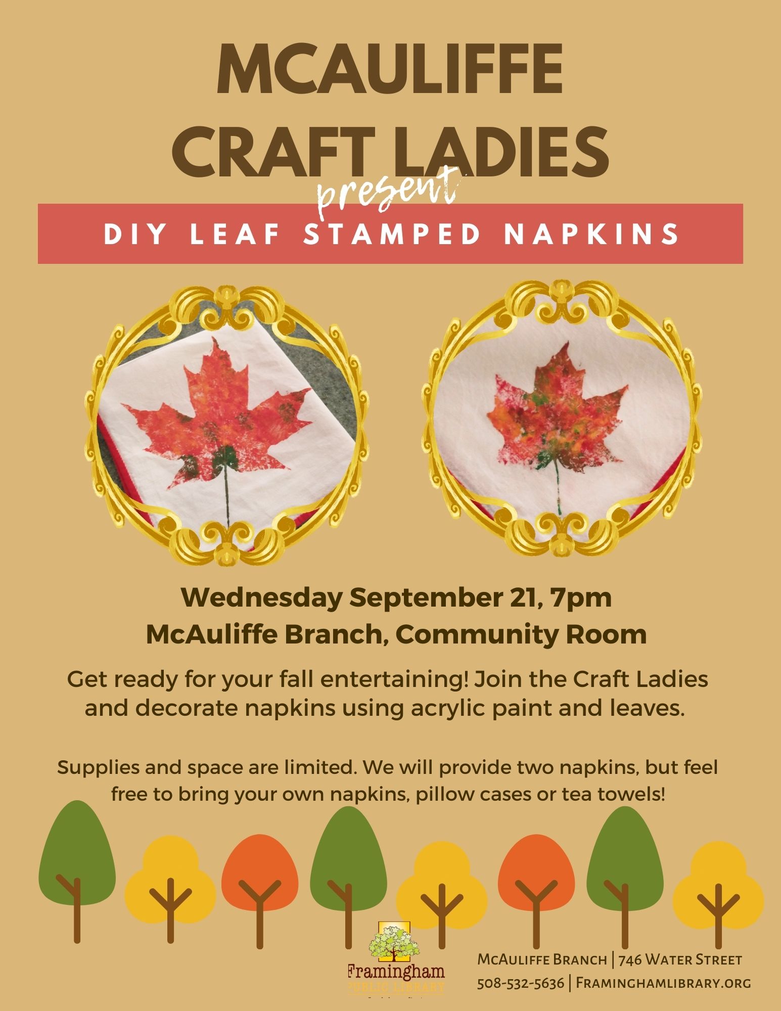 McAuliffe Craft Ladies: DIY Leaf Stamped Napkins thumbnail Photo