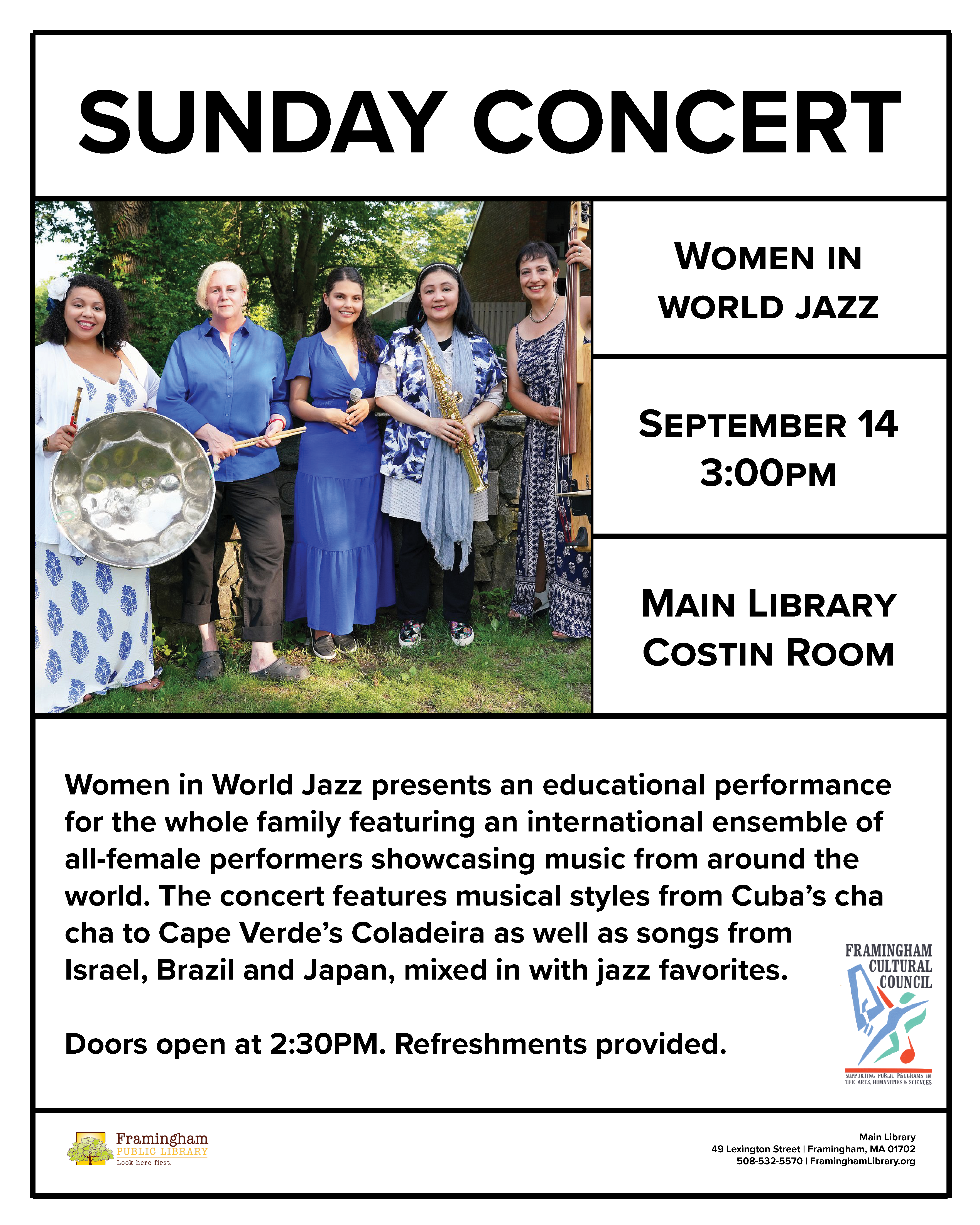 Sunday Concert: Women in World Jazz thumbnail Photo
