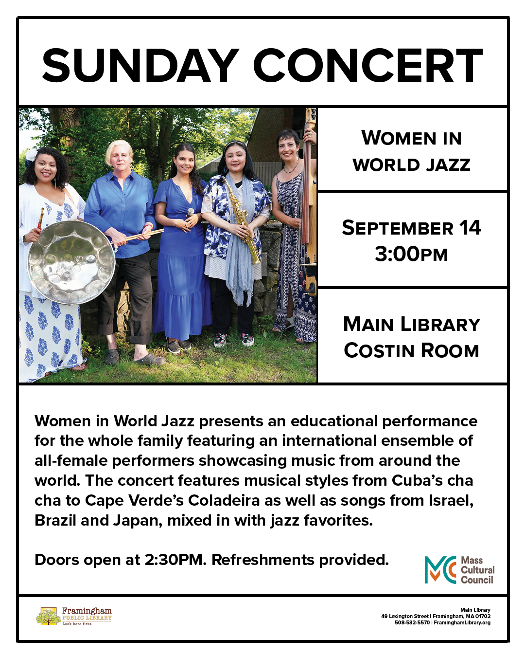 Sunday Concert: Women in World Jazz thumbnail Photo
