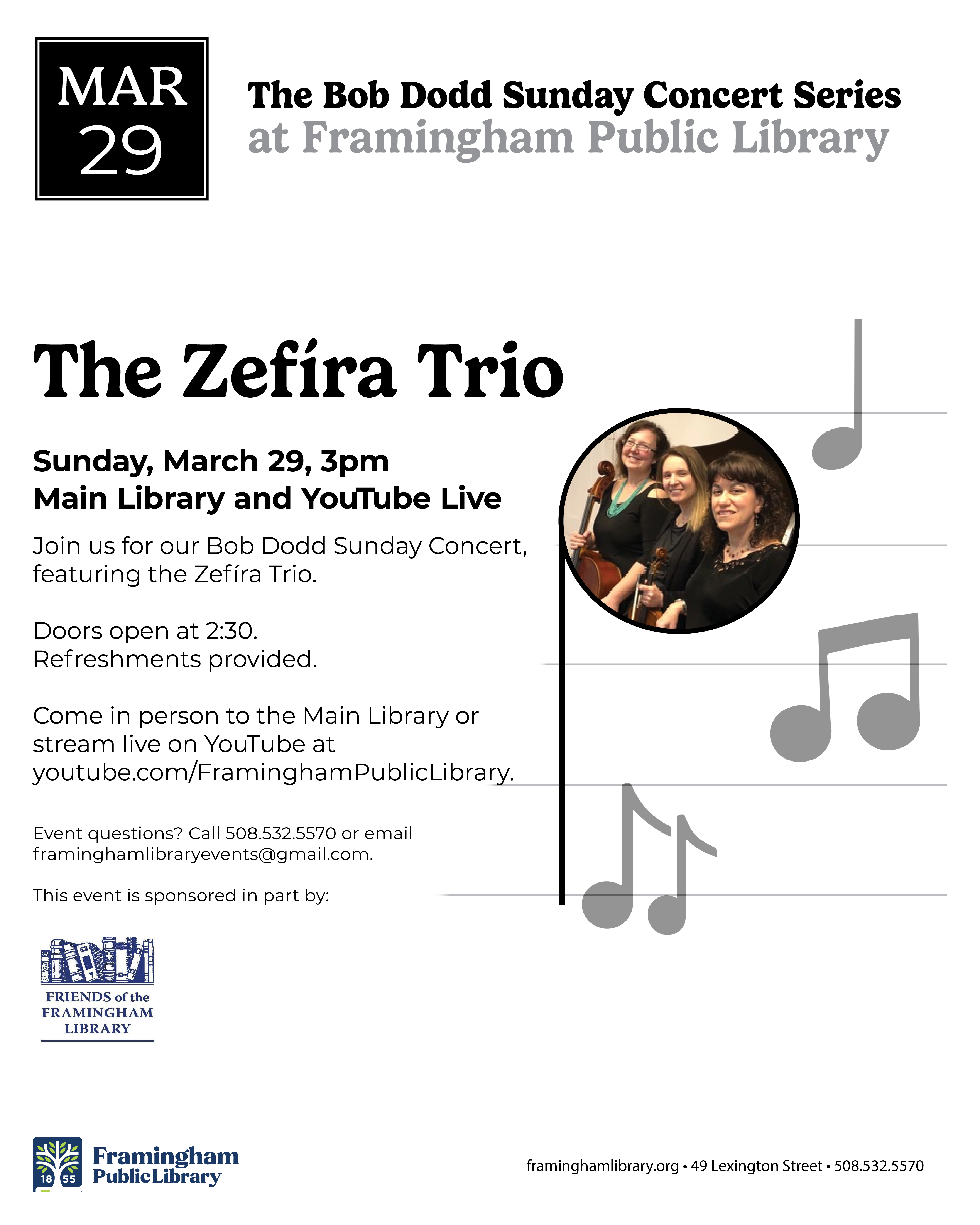 Bob Dodd Sunday Concert: Zefira Trio thumbnail Photo