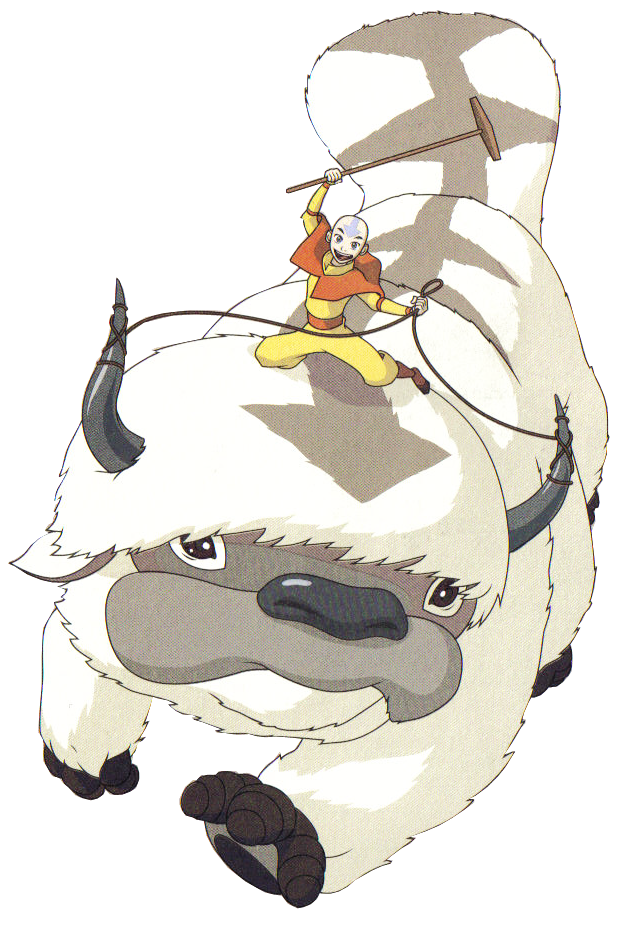 Avatar Aang riding his sky bison Apa.