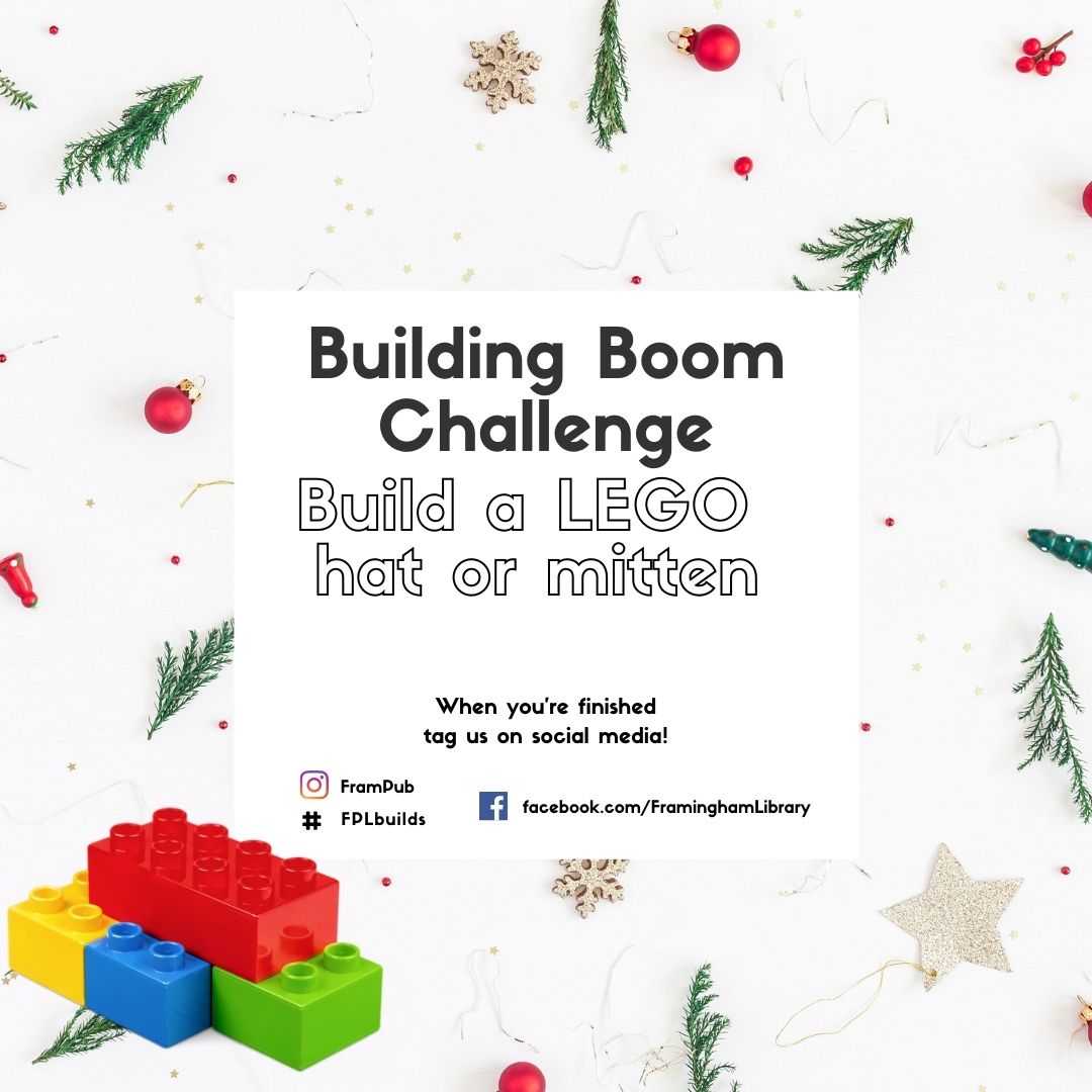 Building Boom Challenge: Make a LEGO hat or mitten. When you are finished, tag us on social media at #frampub #fplreads