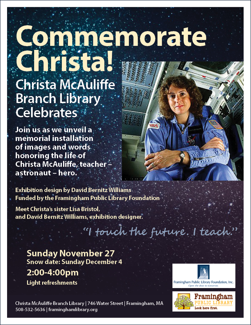 Commemorate Christa! Christa McAuliffe Branch Library Celebrates thumbnail Photo