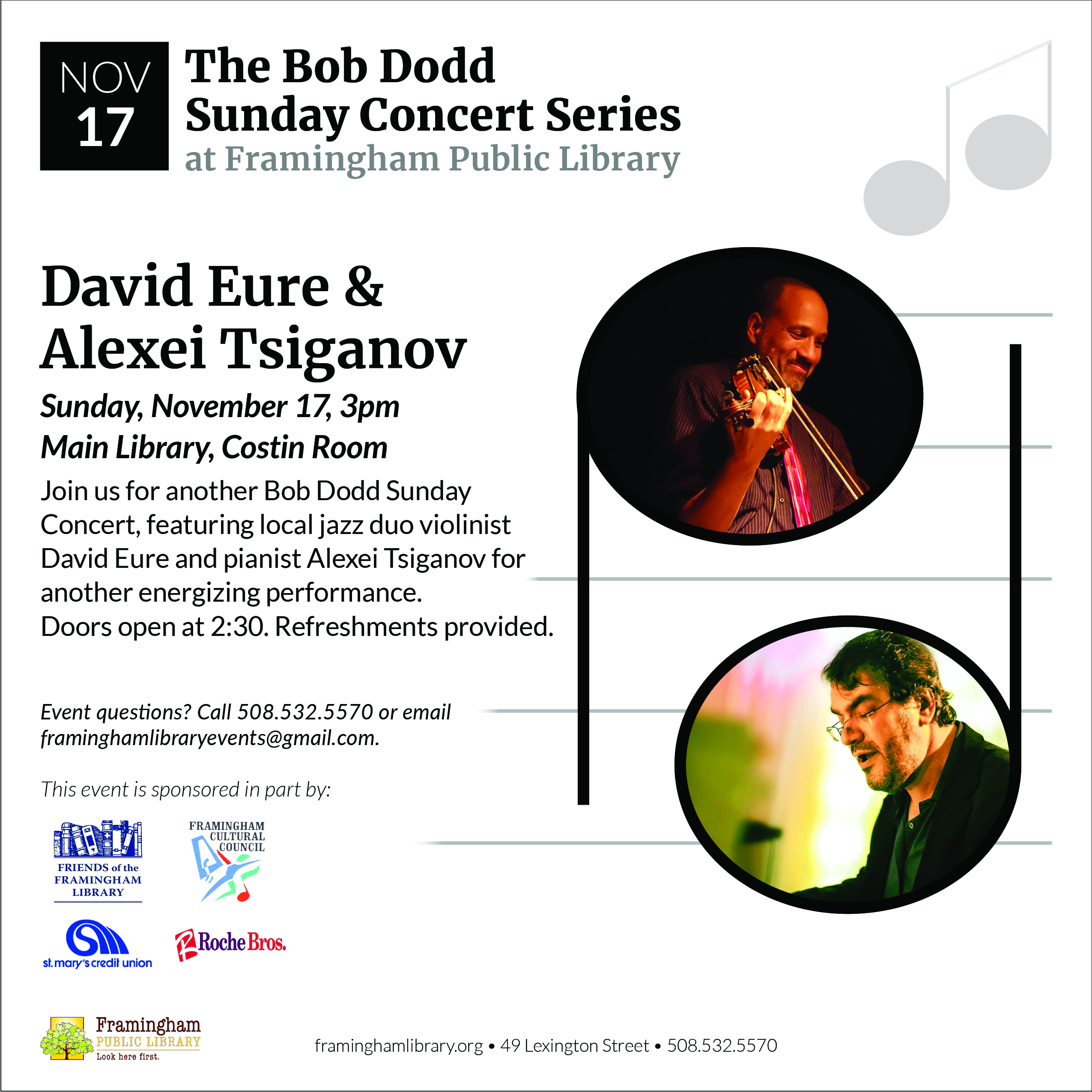 Bob Dodd Sunday Concert Series: David Eure & Alexei Tsiganov thumbnail Photo