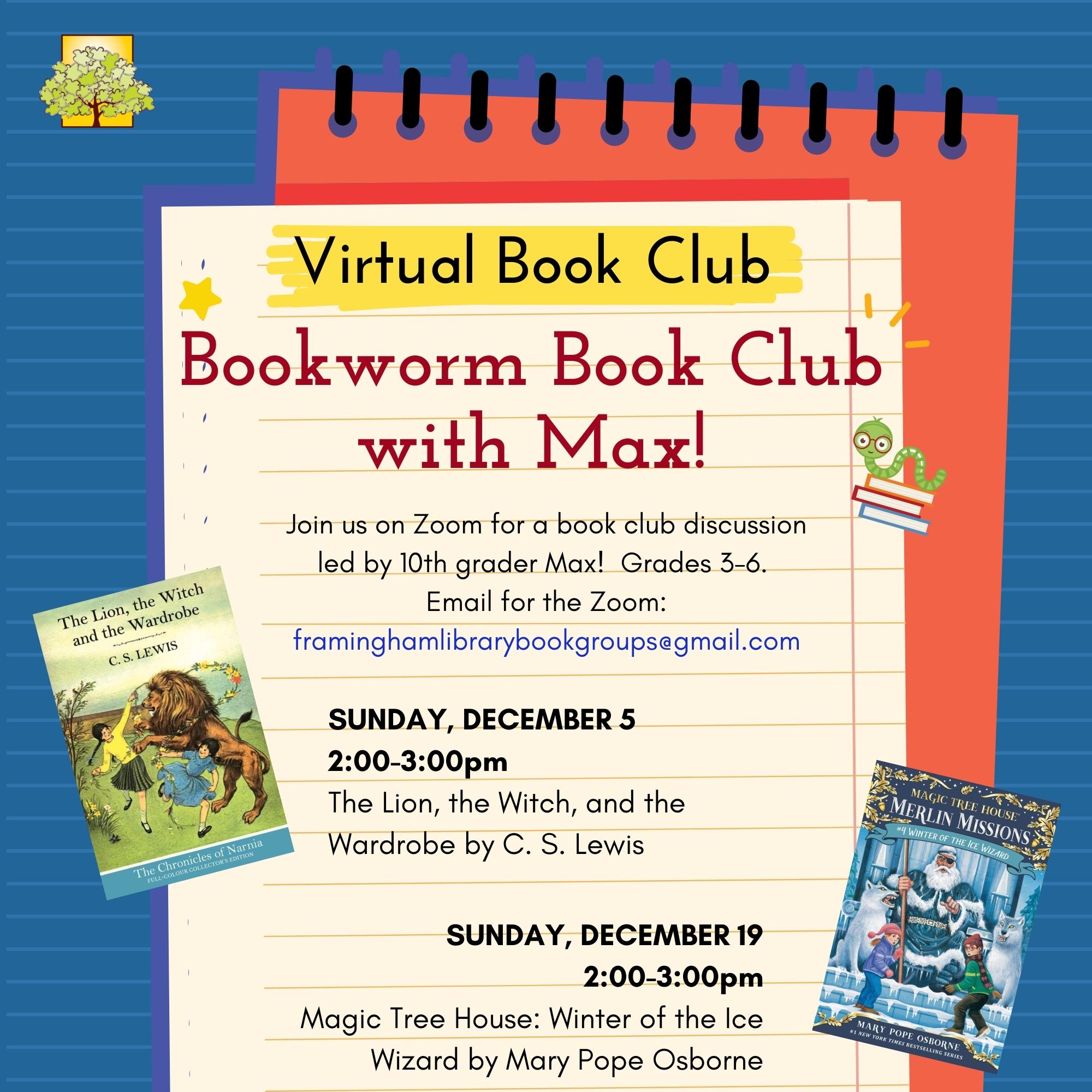 Bookworm Book Club with Max! **12/19 date moved to 2:30-3:30pm** thumbnail Photo