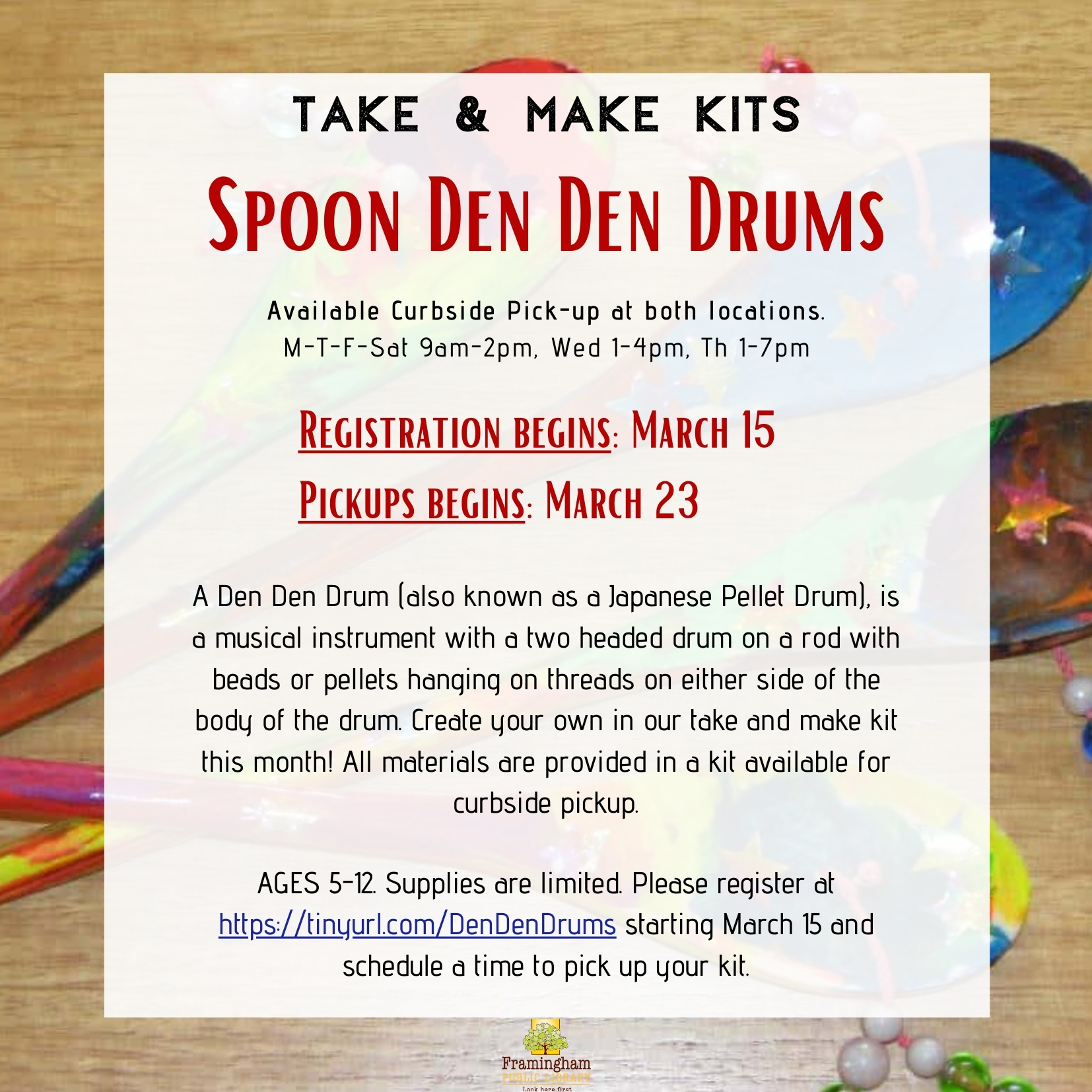 Take and Make Kit: Spoon Den Den Drums thumbnail Photo