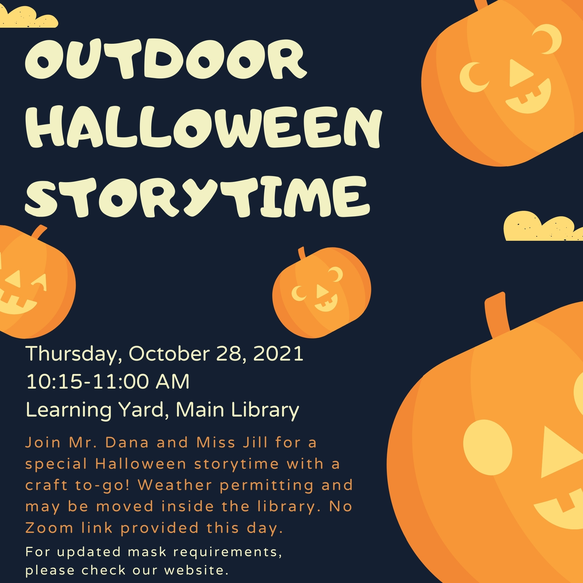 Outdoor Halloween Storytime with Mr. Dana and Miss Jill thumbnail Photo