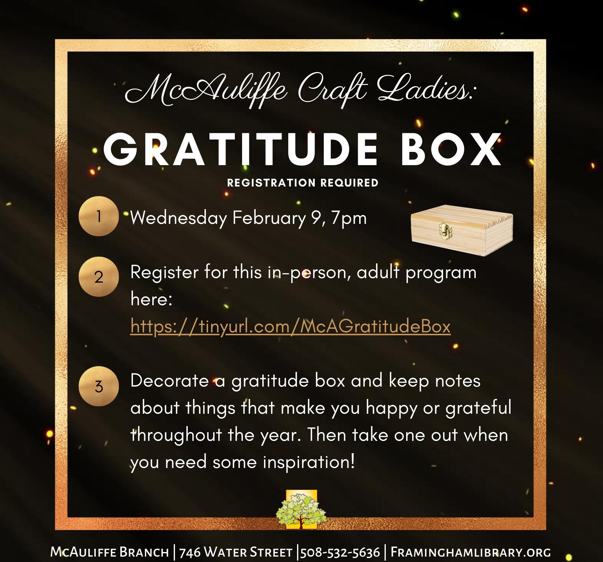 McAuliffe Craft Ladies: Gratitude Box thumbnail Photo
