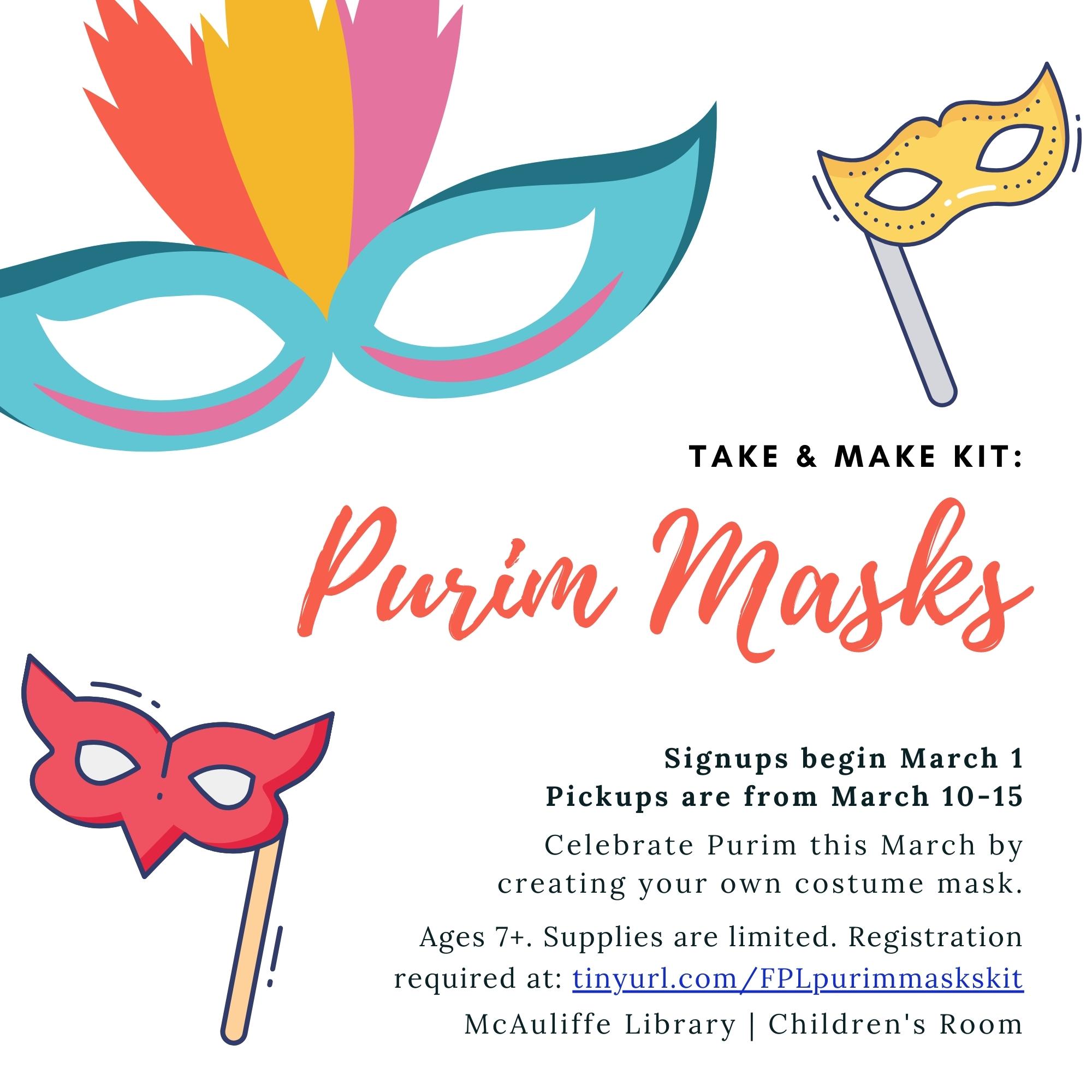 Take & Make Kit: Purim Masks thumbnail Photo