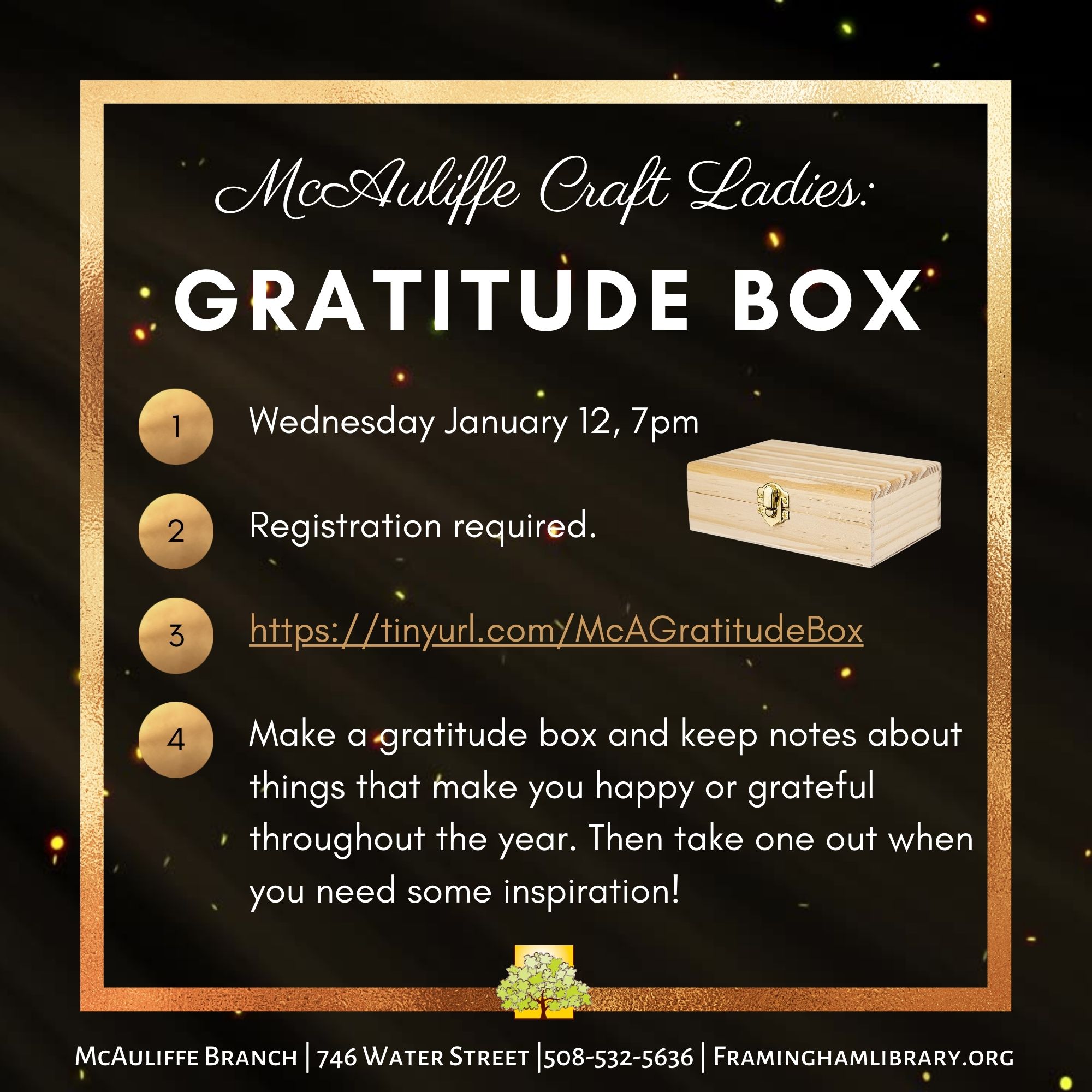 McAuliffe Craft Ladies: Gratitude Box [PROGRAM POSTPONED TO FEBRUARY 9] thumbnail Photo