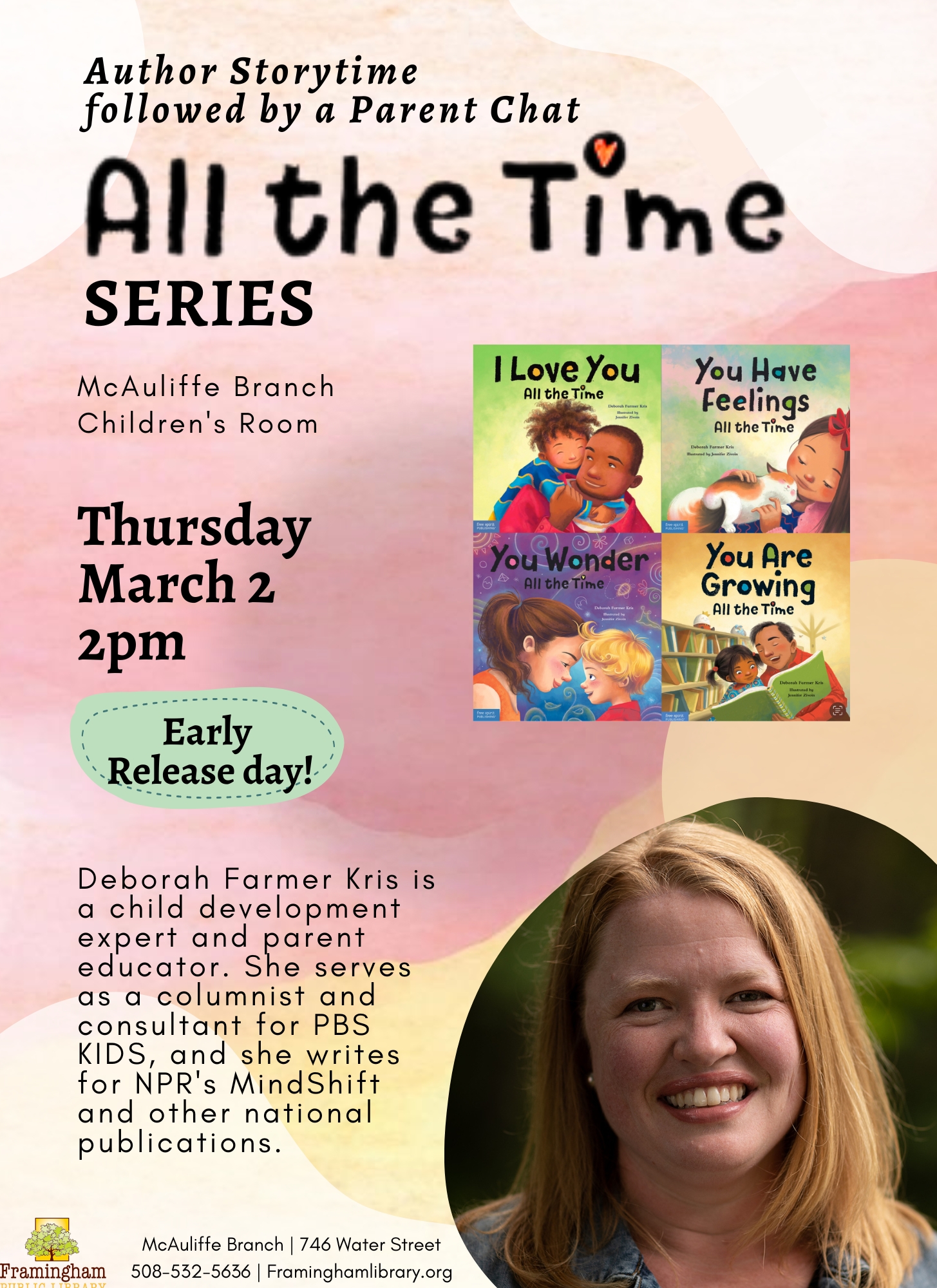 RESCHUDLED - Author Storytime & Parent Chat with Deborah Farmer Kris thumbnail Photo