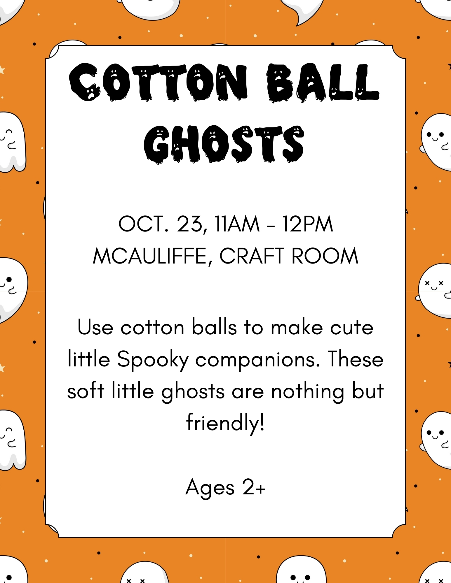 Toddler Craft: Cotton Ball Ghosts thumbnail Photo