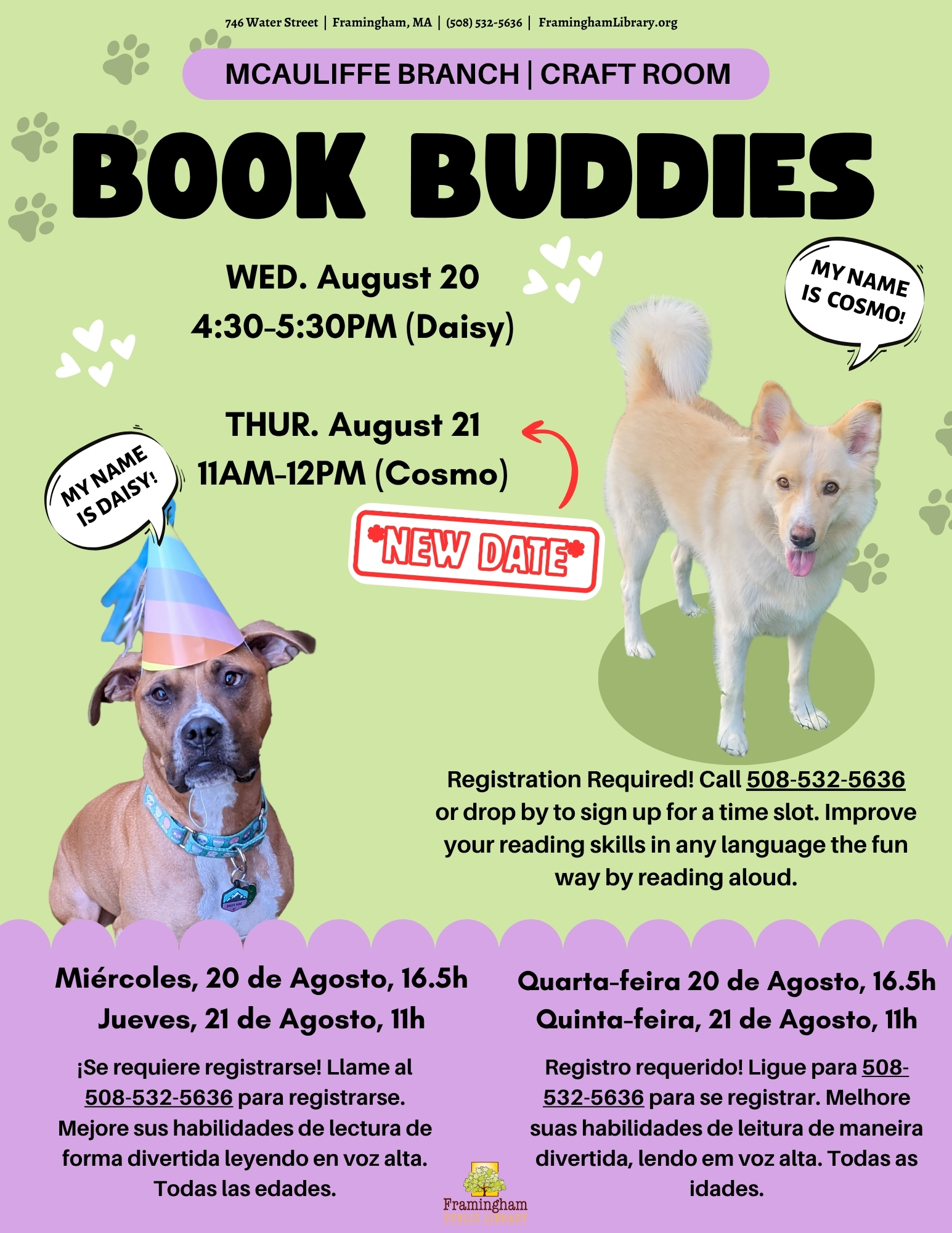 Program Rescheduled: Book Buddies: Reading to Dogs (Cosmo) thumbnail Photo