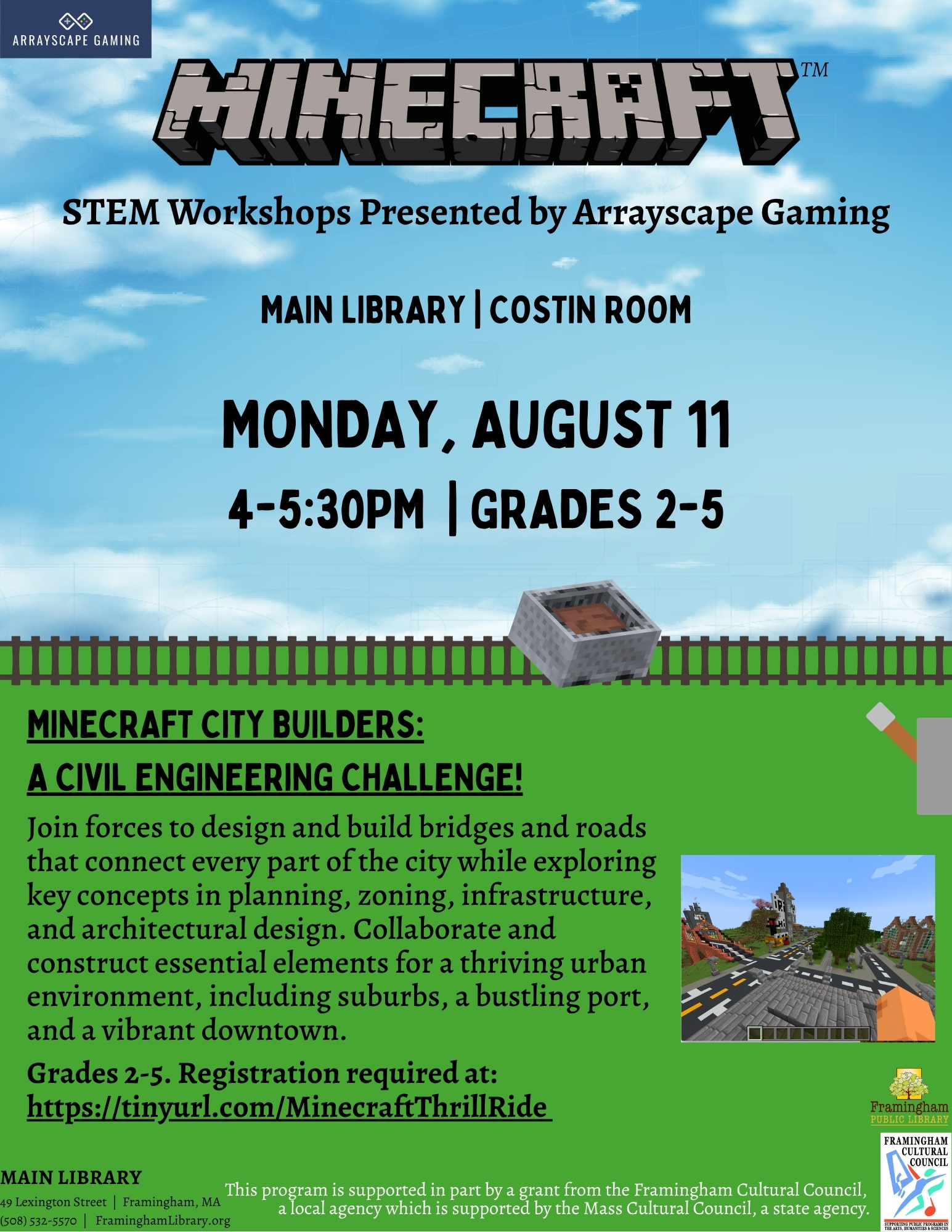 Minecraft STEM Workshops Presented by Array: Minecraft City Builders thumbnail Photo