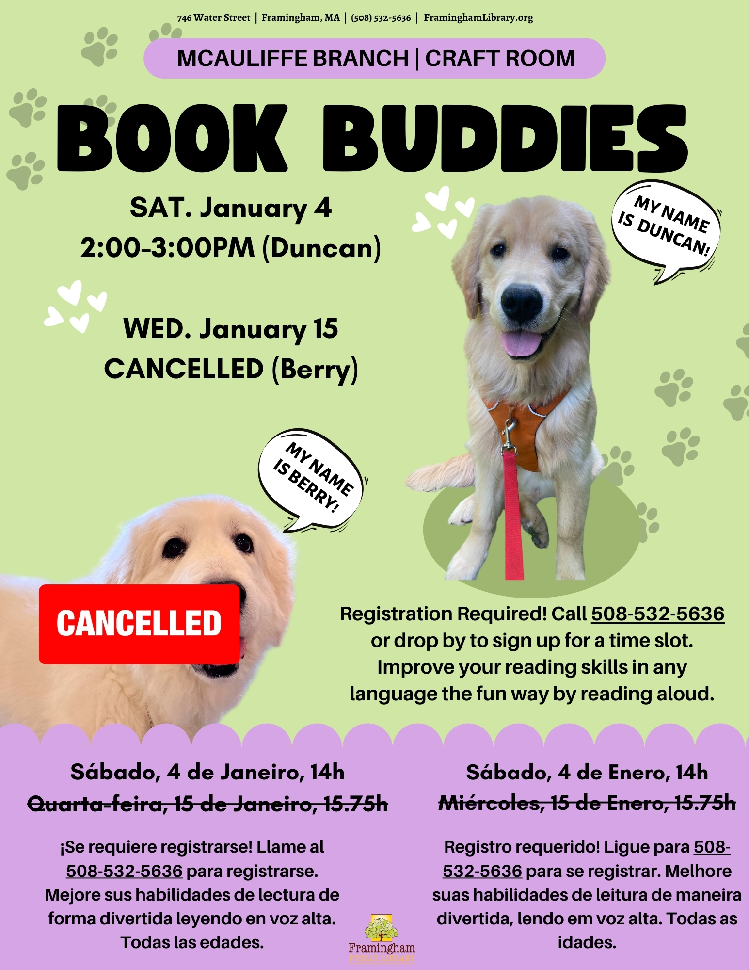 Book Buddies: Reading to Dogs (Berry) - CANCELLED thumbnail Photo