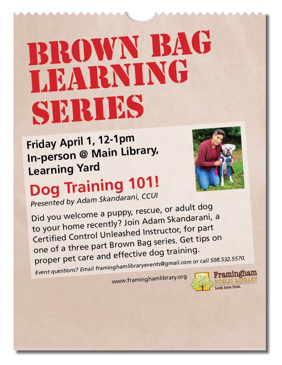 Brown Bag Learning Series: Dog Training 101! thumbnail Photo
