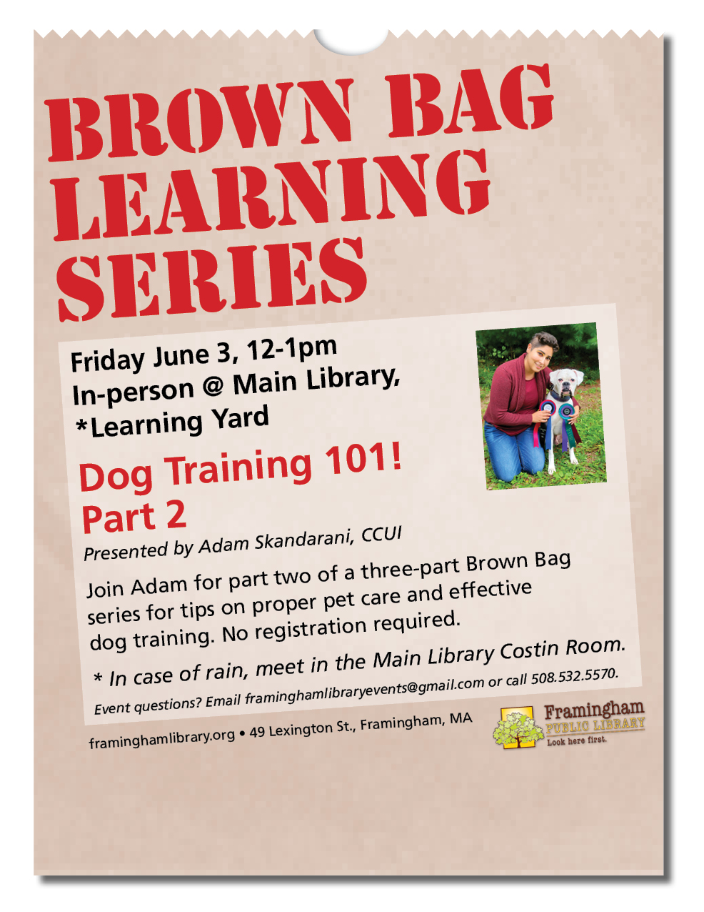 Brown Bag Learning Series: Dog Training 101! thumbnail Photo
