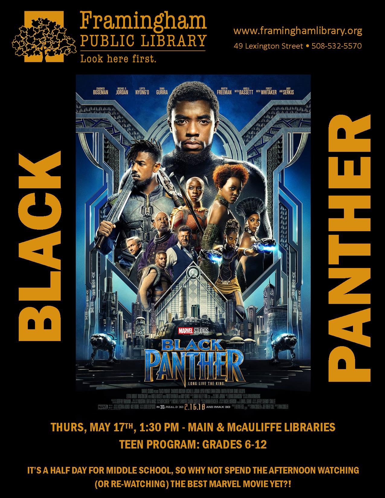Half Day Movie: Black Panther @ Main Library thumbnail Photo