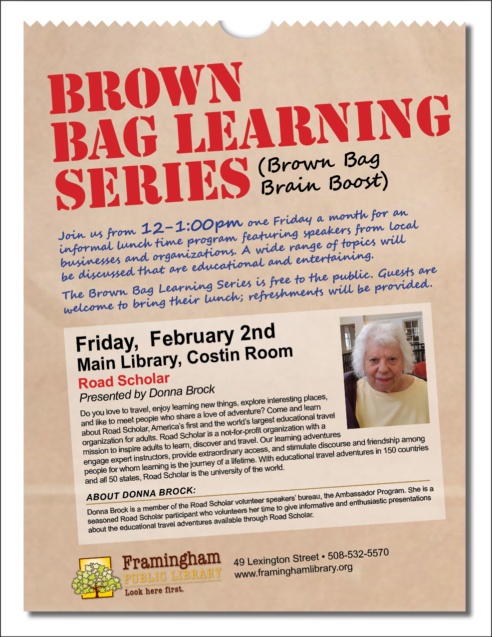 Brown Bag Learning Series: Road Scholar thumbnail Photo
