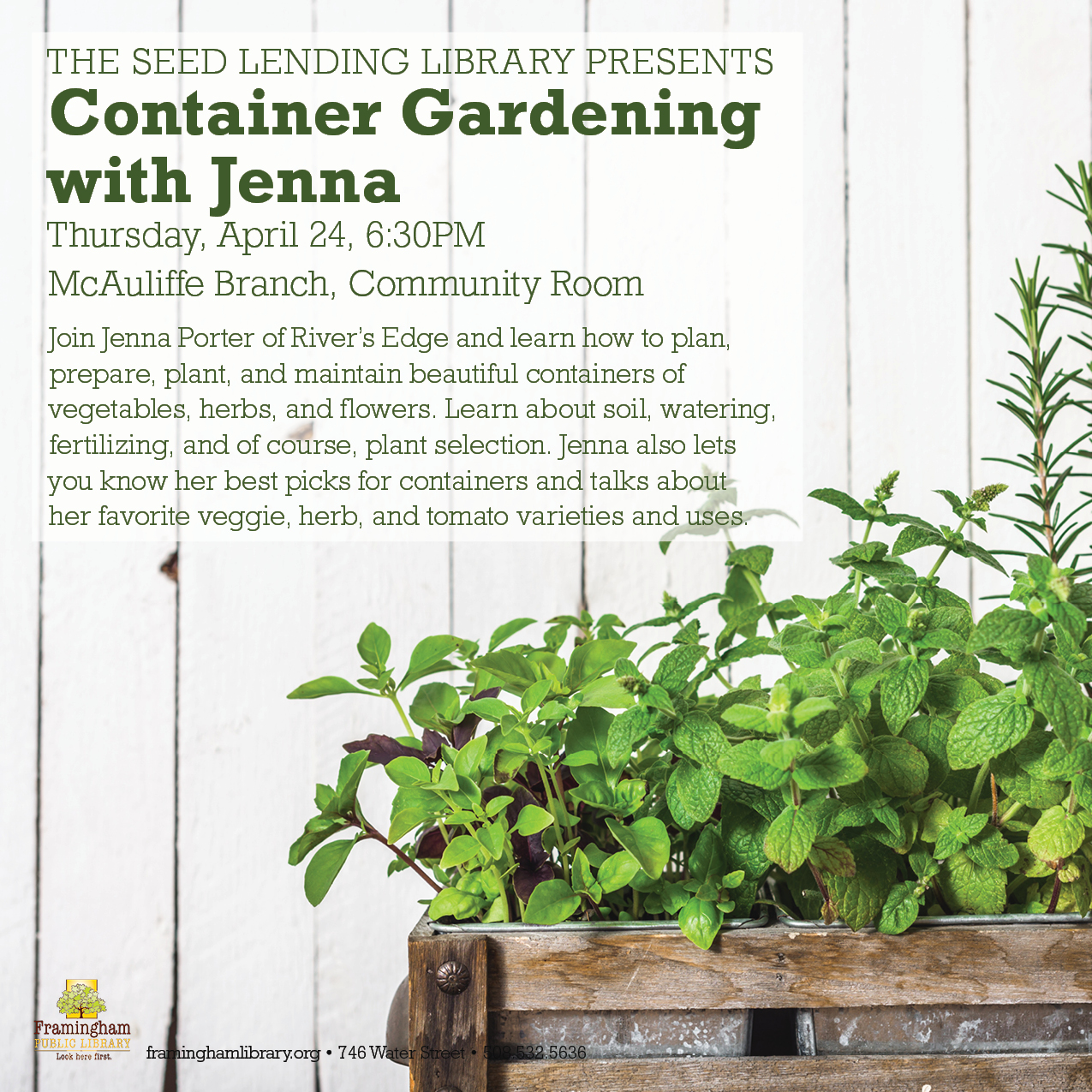 The Seed Lending Library presents Container Gardening with Jenna thumbnail Photo