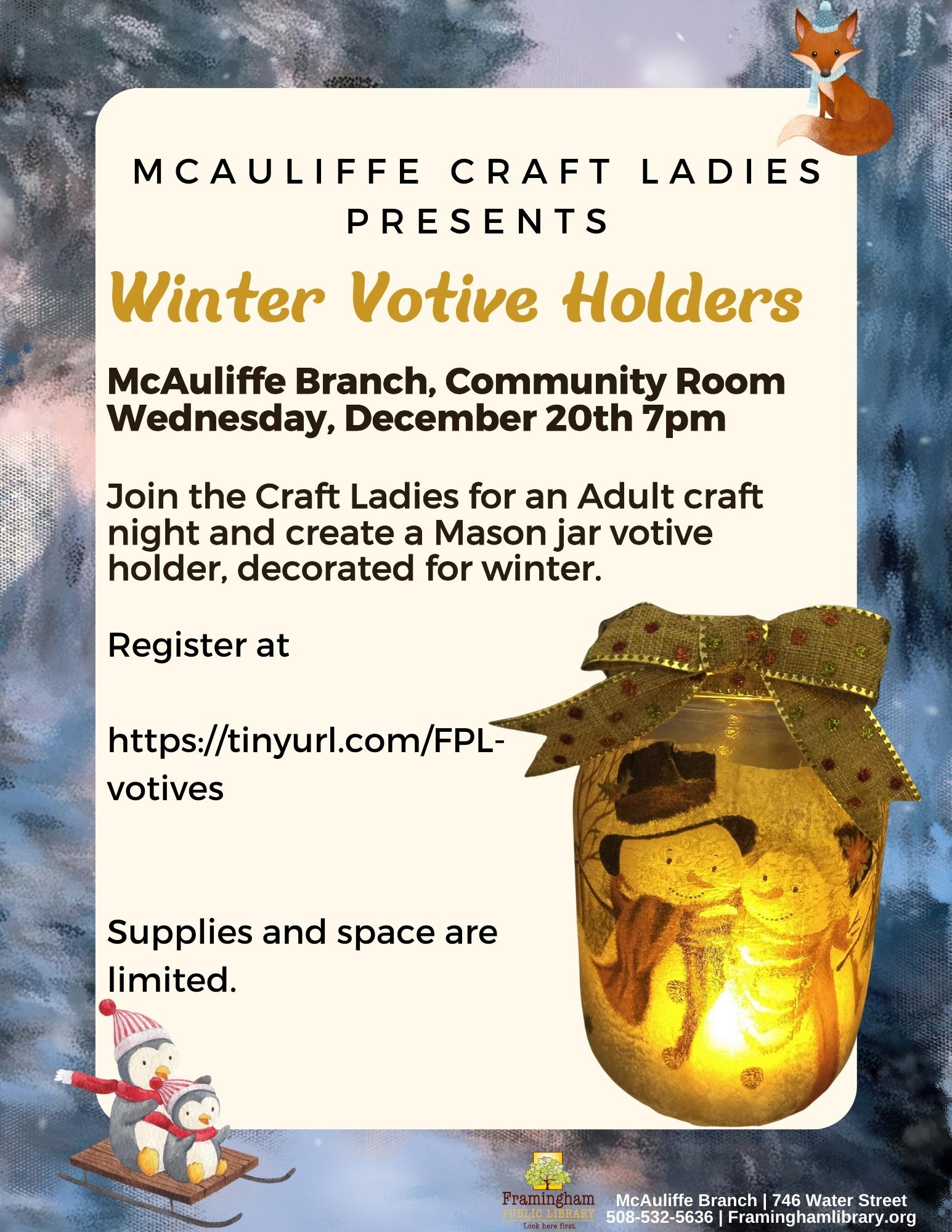 McAuliffe Craft Ladies: Winter Votive Holders thumbnail Photo