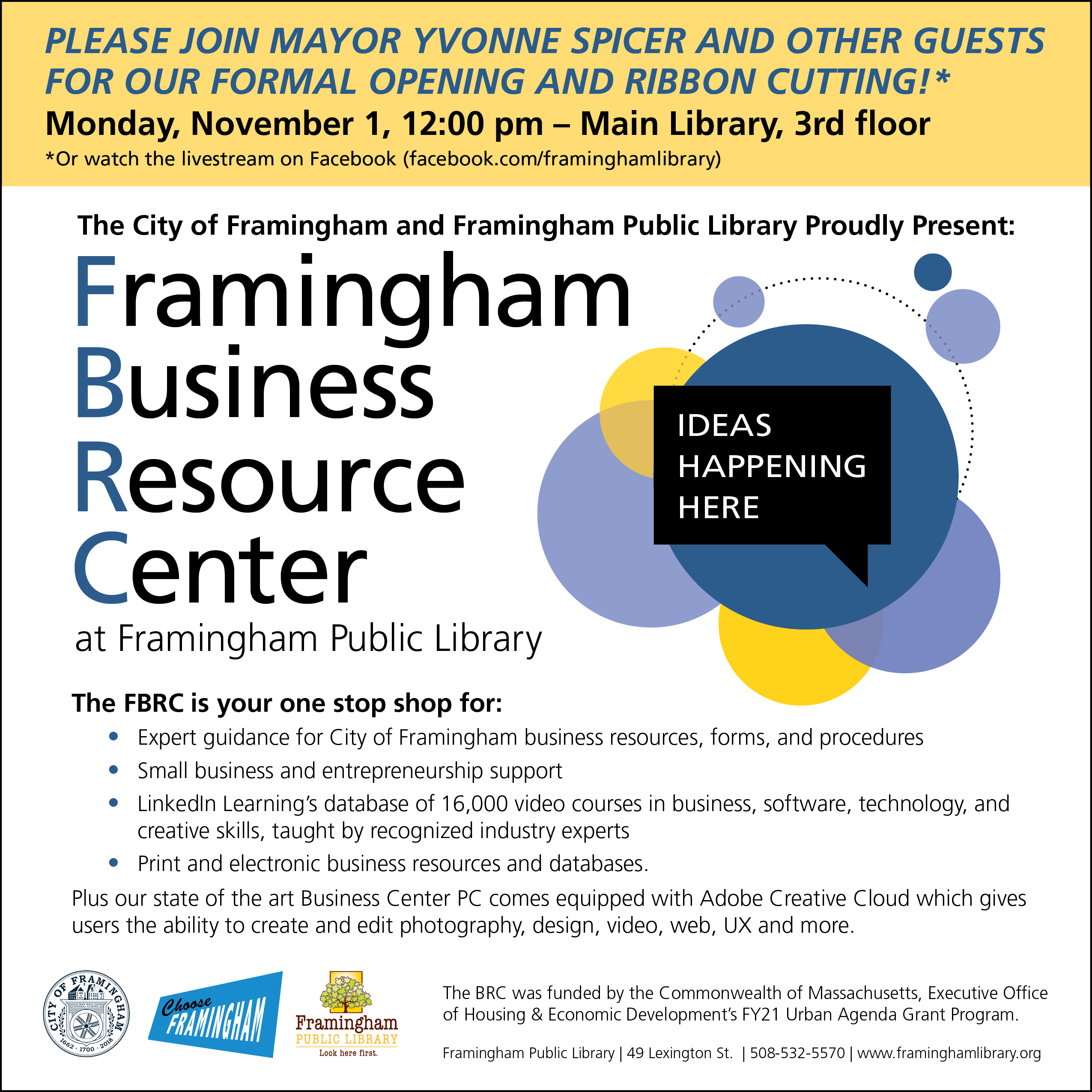 Events Calendar Framingham Public Library