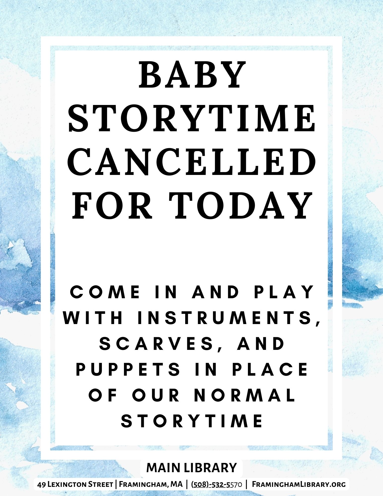 CANCELLED: Baby Storytime at the Main Library thumbnail Photo