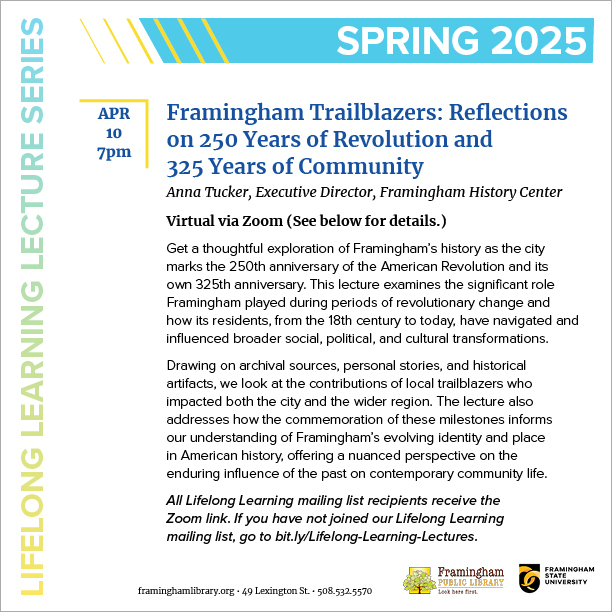 Lifelong Learning Lecture: Framingham Trailblazers thumbnail Photo