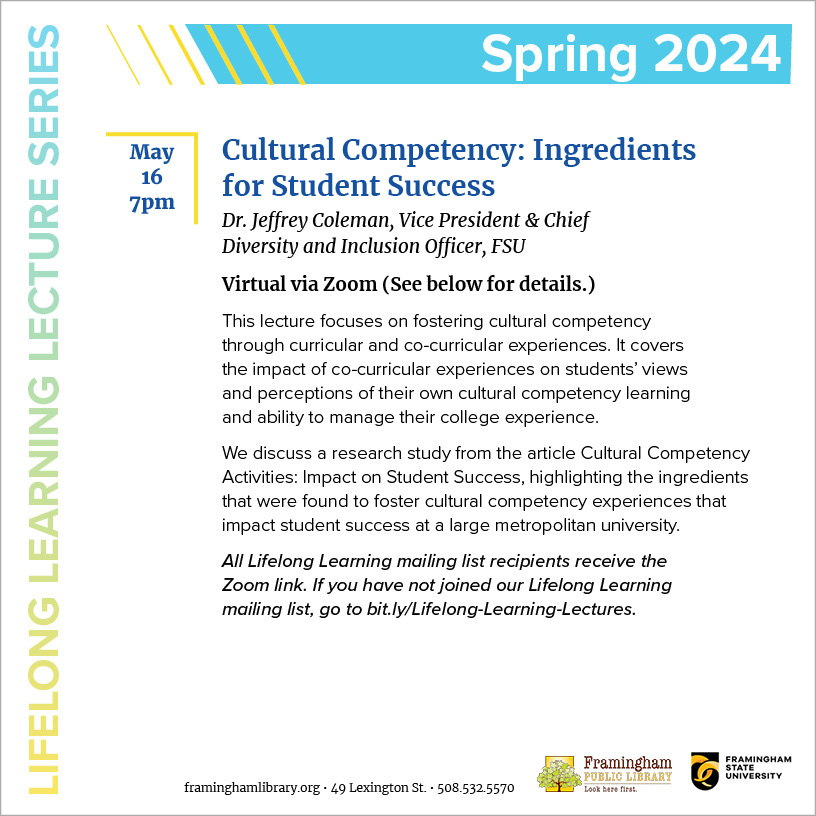 Lifelong Learning Lecture: Cultural Competency: Ingredients for Student Success thumbnail Photo