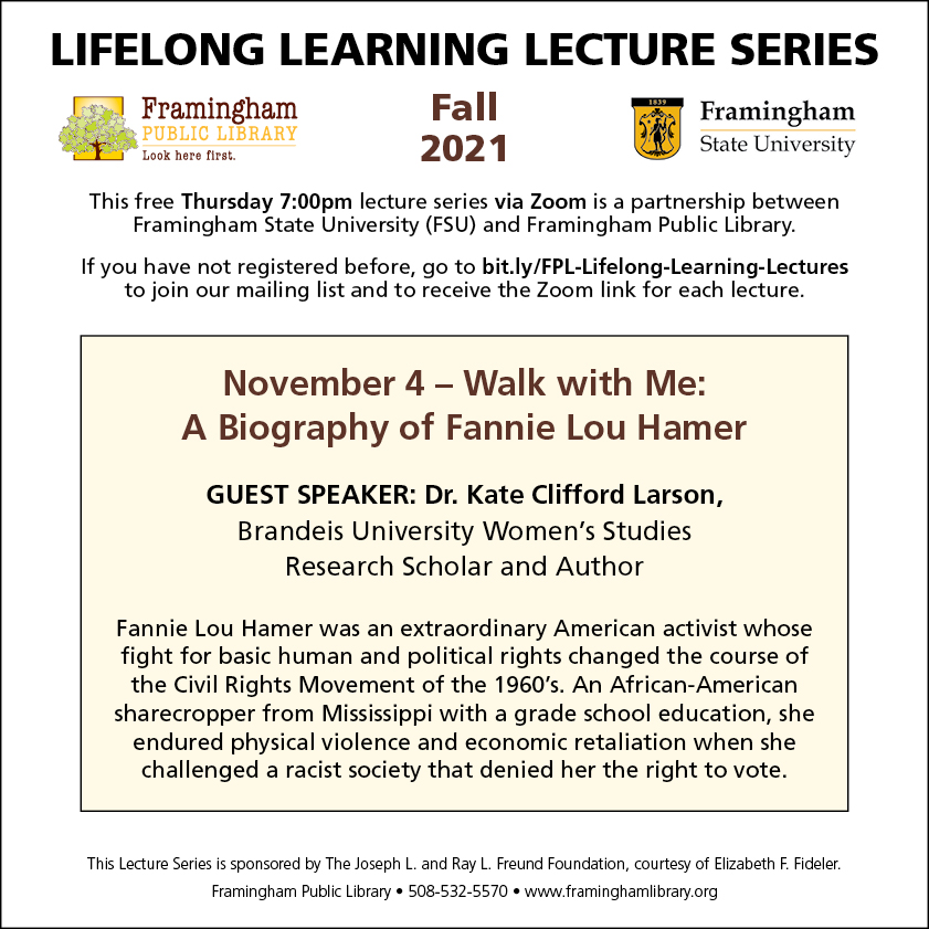 Lifelong Learning Lecture: “Walk With Me: The Life and Times of Fannie Lou Hamer.’’ thumbnail Photo