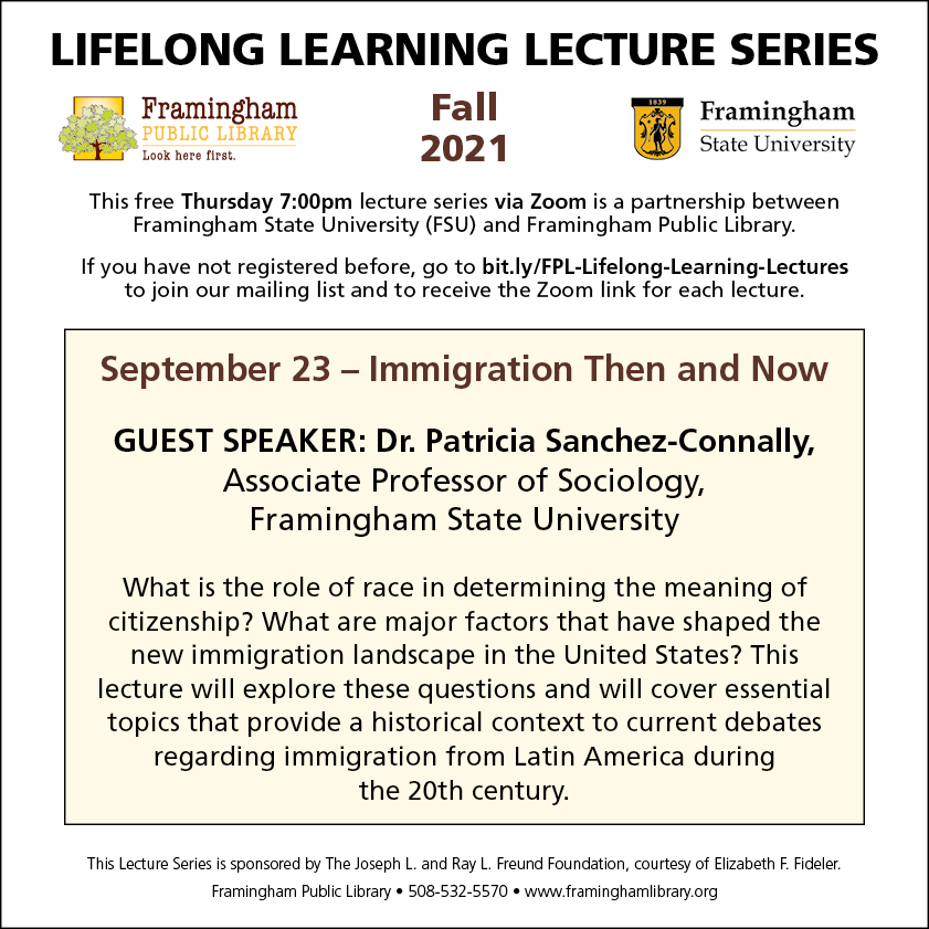 Lifelong Learning Lecture Series: Immigration Then and Now thumbnail Photo