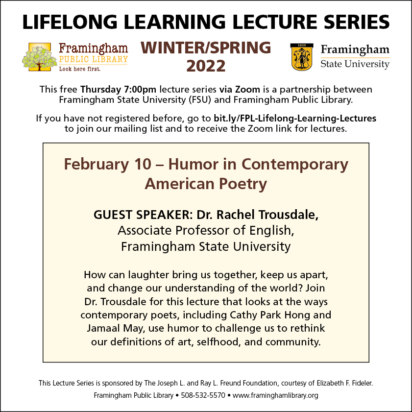 Lifelong Learning Lecture Series: Humor in Contemporary American Poetry thumbnail Photo