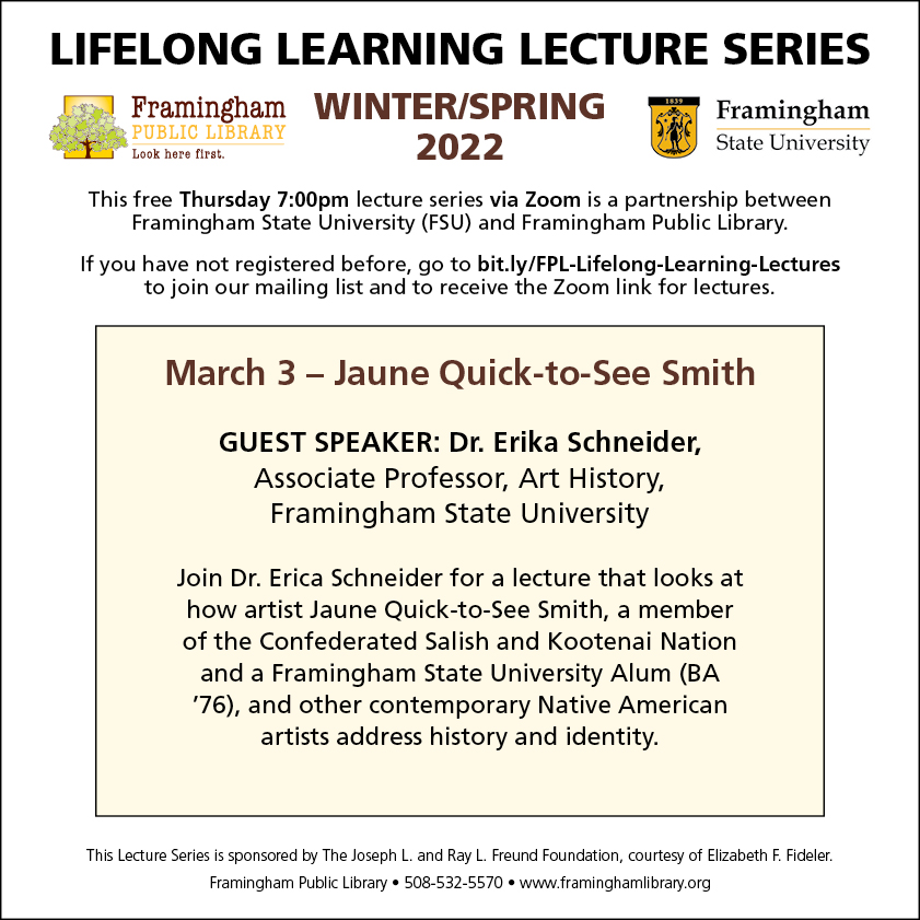 Lifelong Learning Lecture: “Jaune Quick-to-See Smith (Salish)” thumbnail Photo
