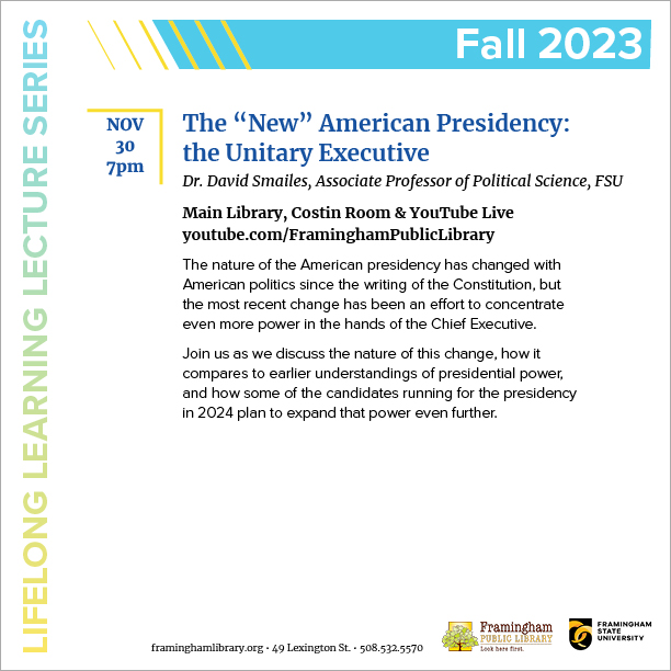 Lifelong Learning Lecture: The “New” American Presidency: the Unitary Executive thumbnail Photo
