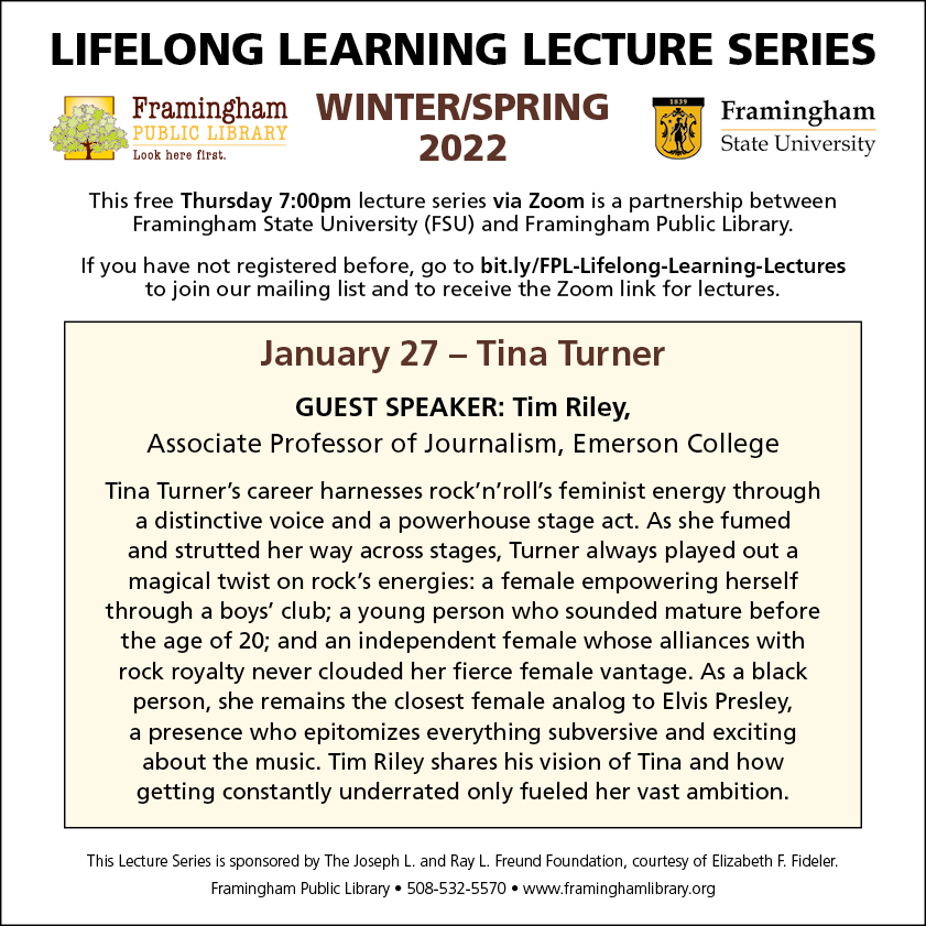 Lifelong Learning Lecture: “Tina Turner” thumbnail Photo
