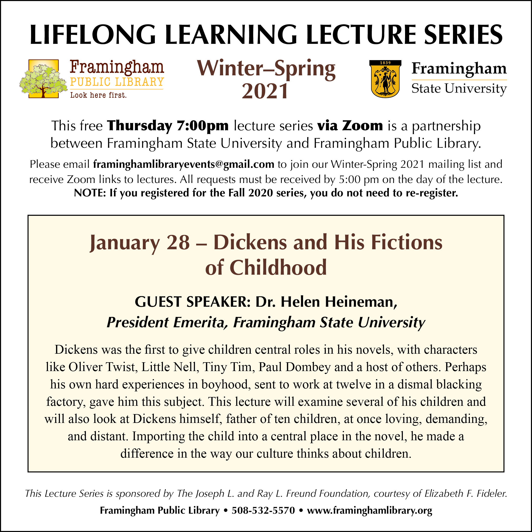 Lifelong Learning Lecture Series: Dickens and His Fictions of Childhood thumbnail Photo