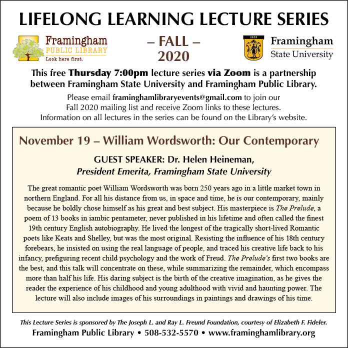 Lifelong Learning Lecture Series: William Wordsworth: Our Contemporary thumbnail Photo