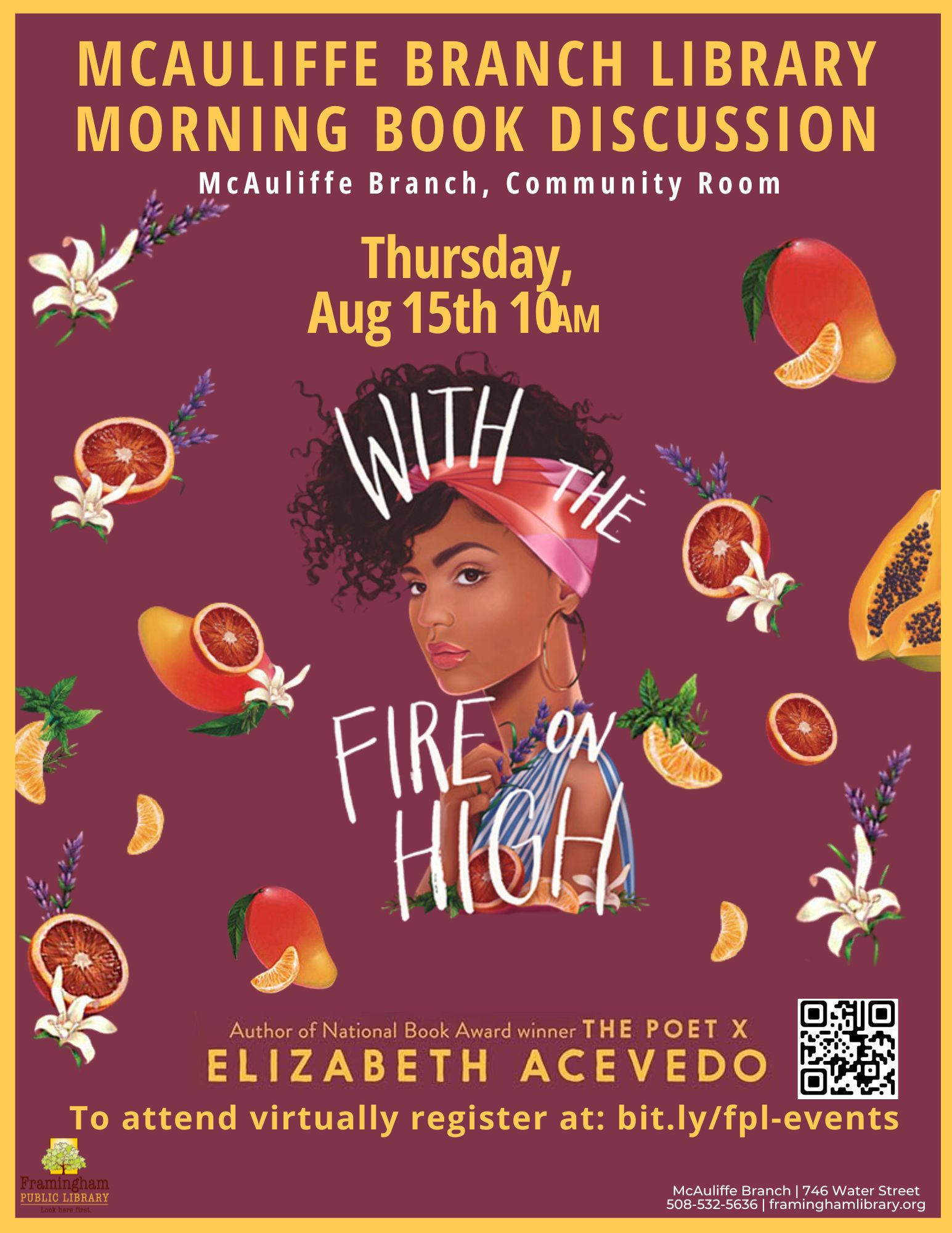 McAuliffe Morning Book Club: With the Fire on High by Elizabeth Acevedo thumbnail Photo