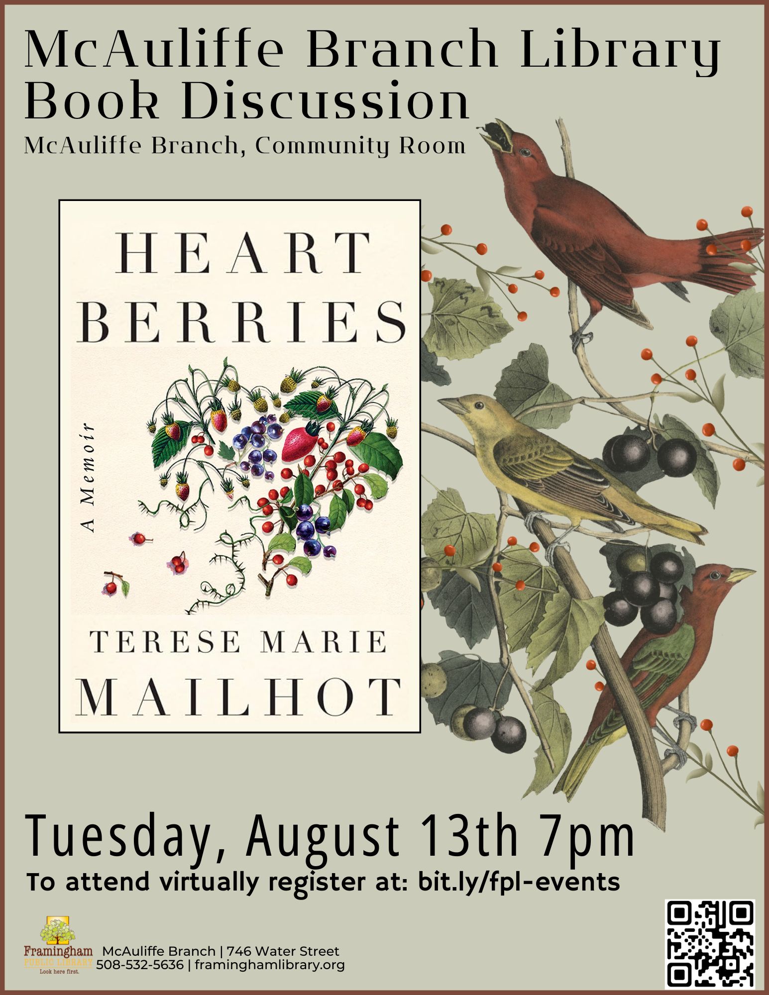 McAuliffe Evening Book Discussion: Heart Berries by Terese Marie Mailhot thumbnail Photo