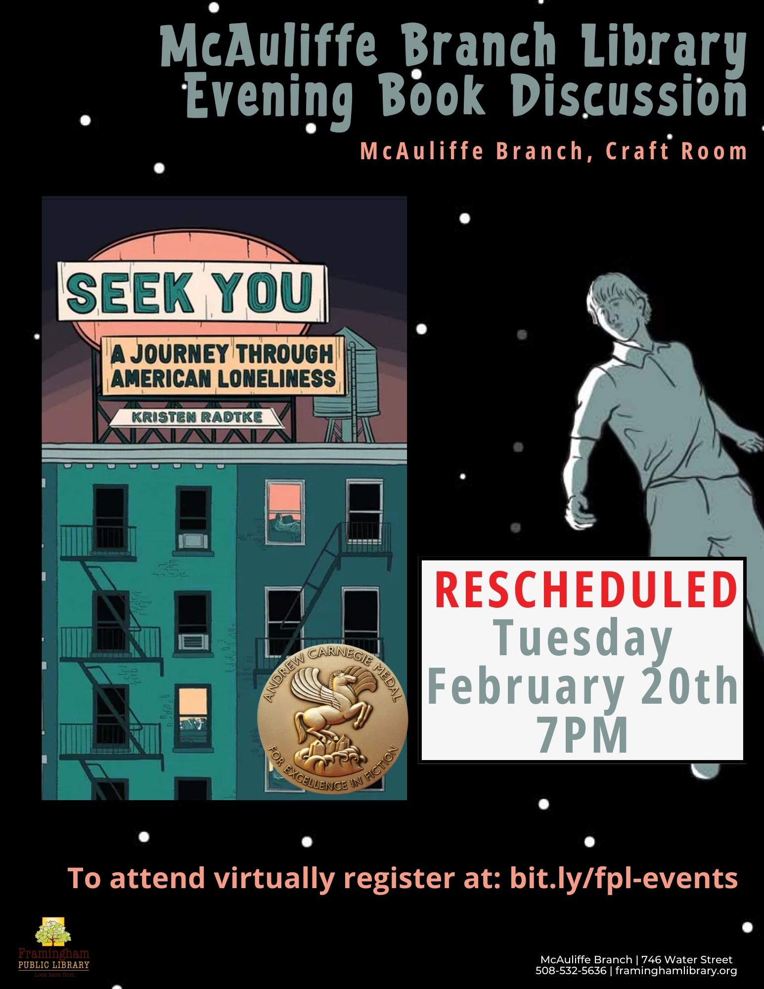 McAuliffe Evening Book Club: Seek You by Kristen Radtke - Rescheduled to February 20 thumbnail Photo