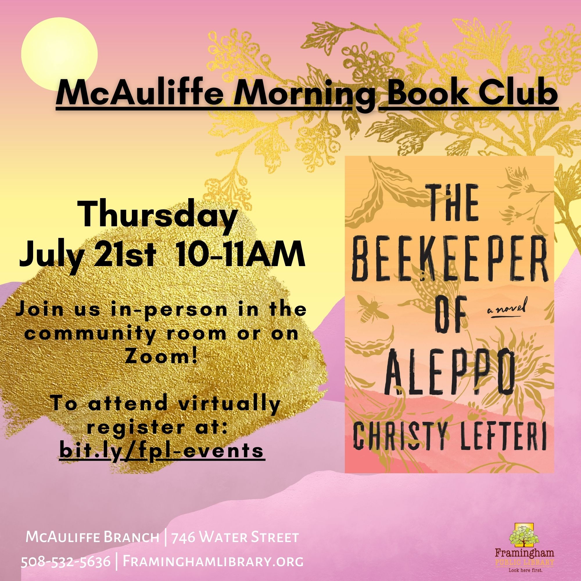 McAuliffe Morning Book Club: The Beekeeper of Aleppo by Christy Lefteri thumbnail Photo