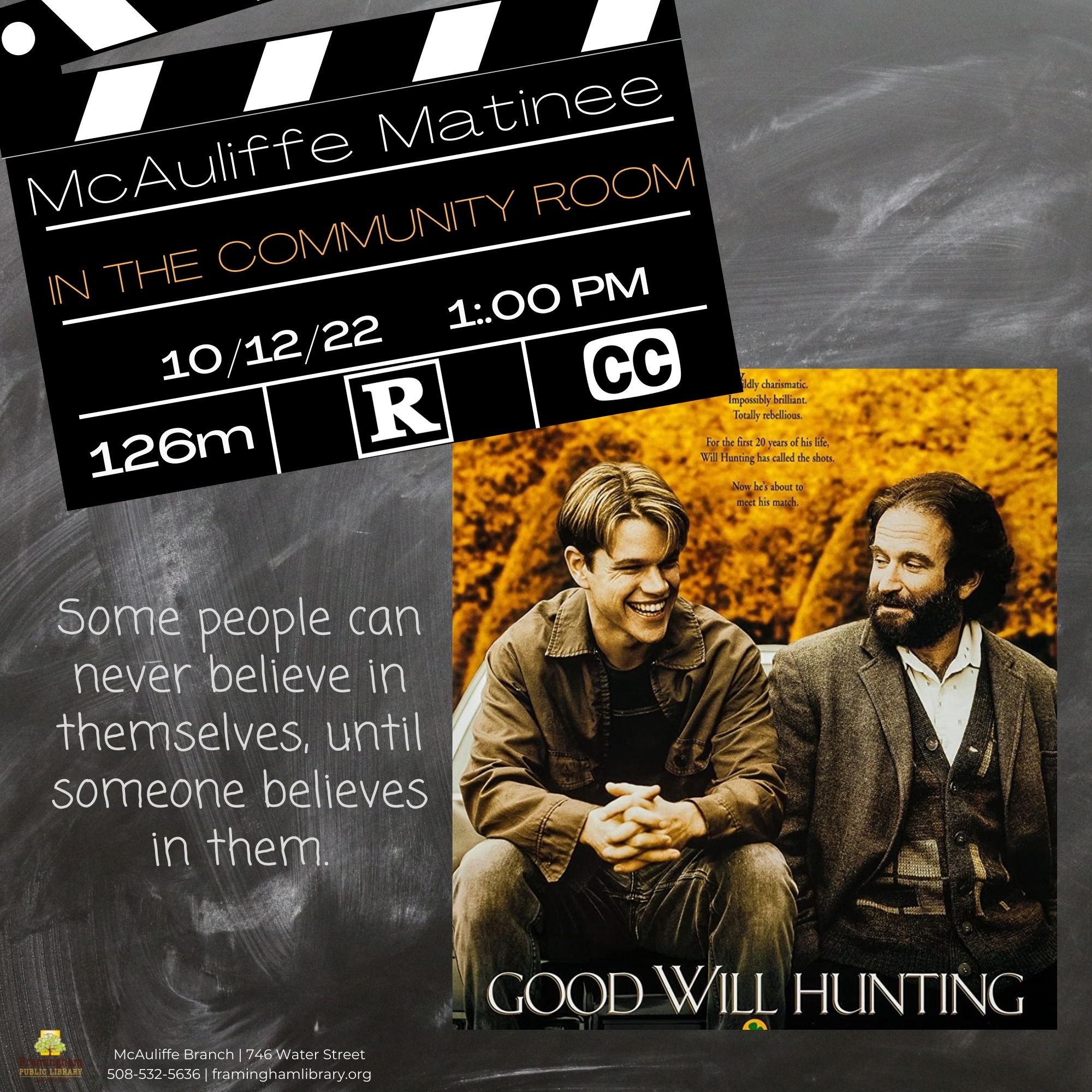 McAuliffe Matinee: Good Will Hunting (R, 2000, 2h 6m ) thumbnail Photo