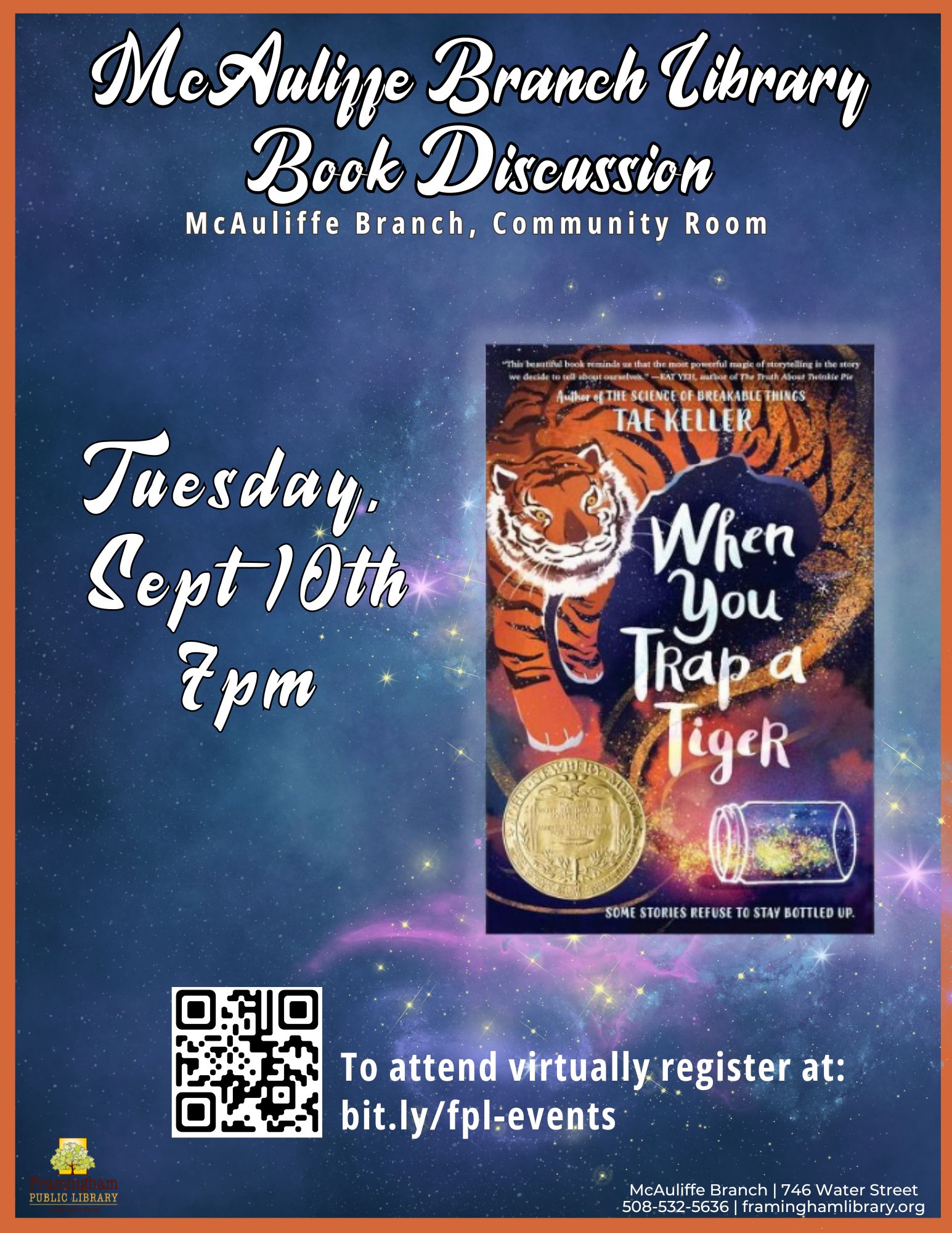 McAuliffe Evening Book Discussion: When You Trap a Tiger by Tae Keller thumbnail Photo