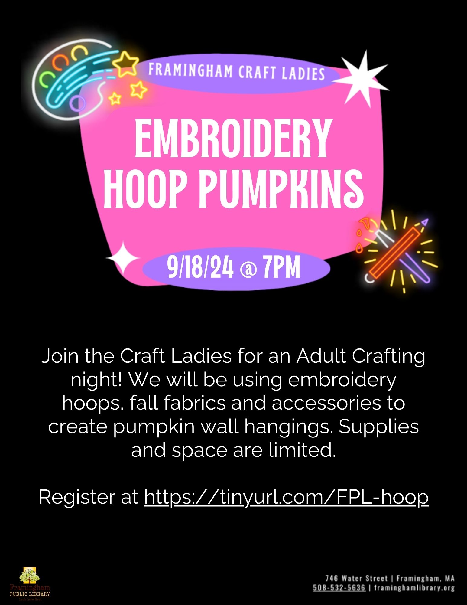 McAuliffe Craft Ladies: Embroidery Hoop Pumpkins thumbnail Photo