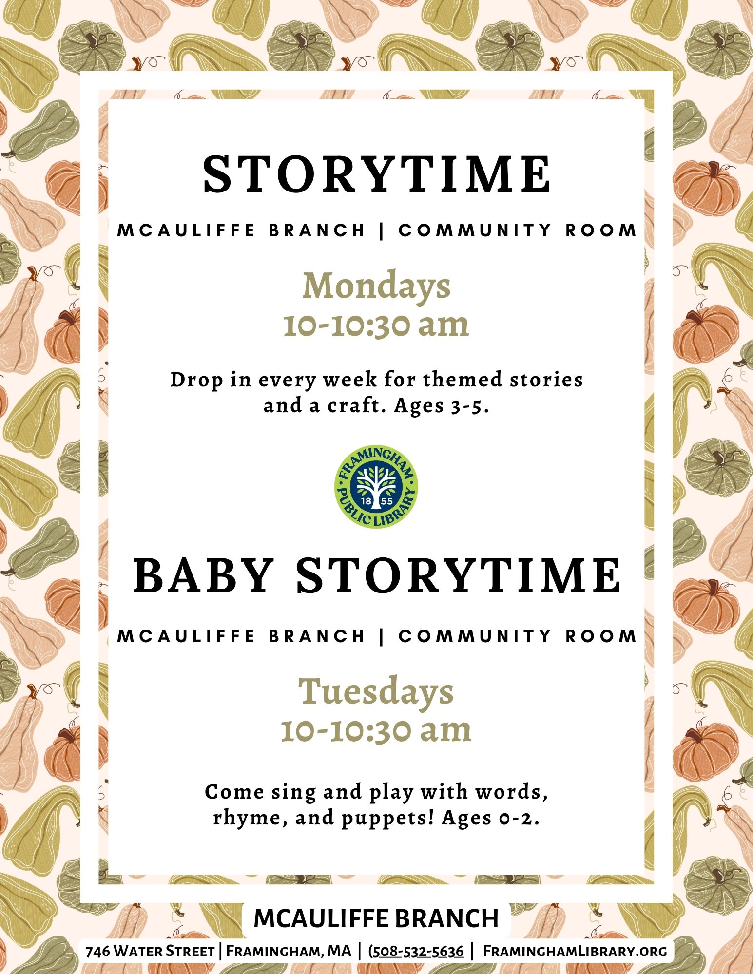 Storytime at the McAuliffe Branch thumbnail Photo