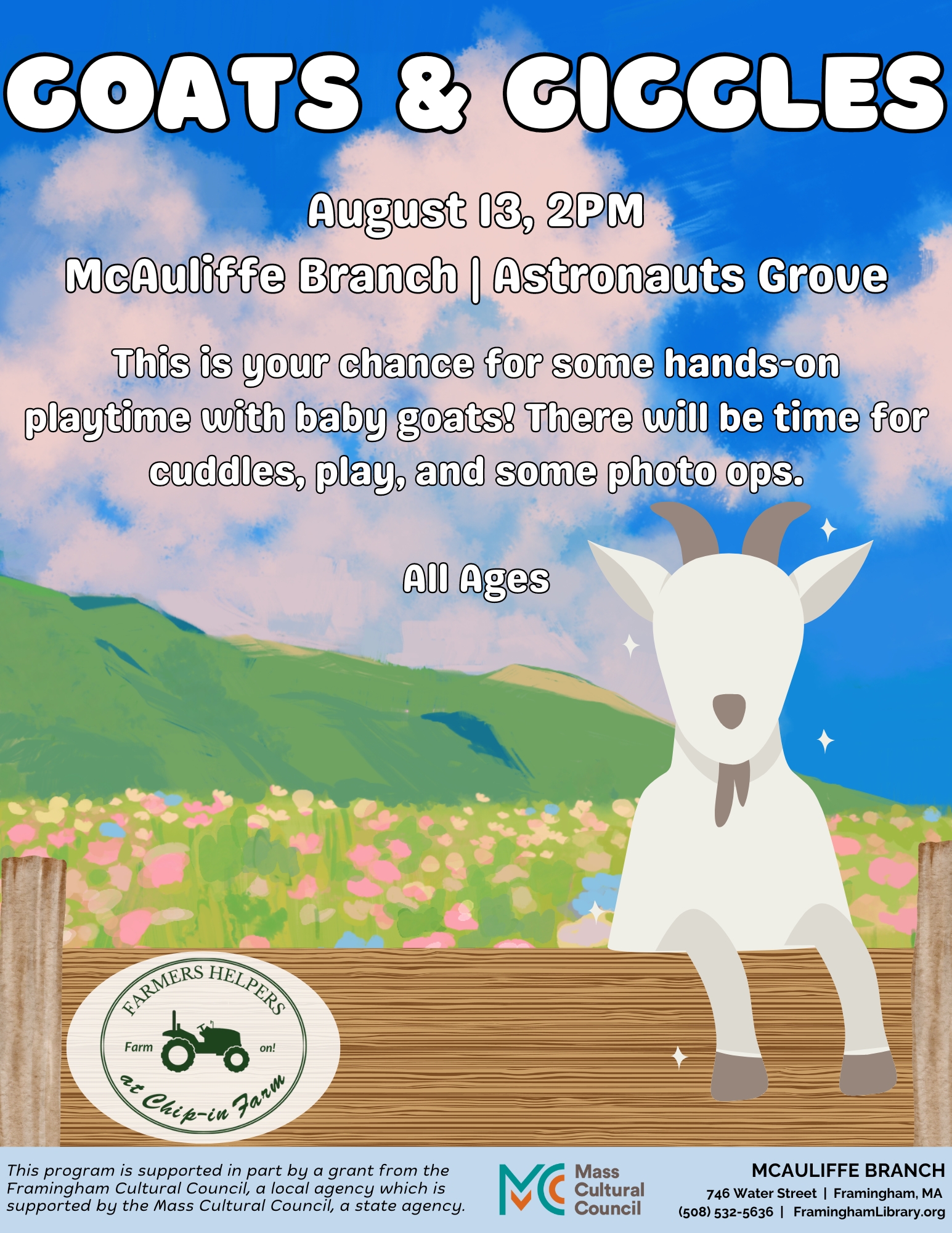 Goats & Giggles—DATE CHANGE TO AUGUST 13th AT 2PM thumbnail Photo